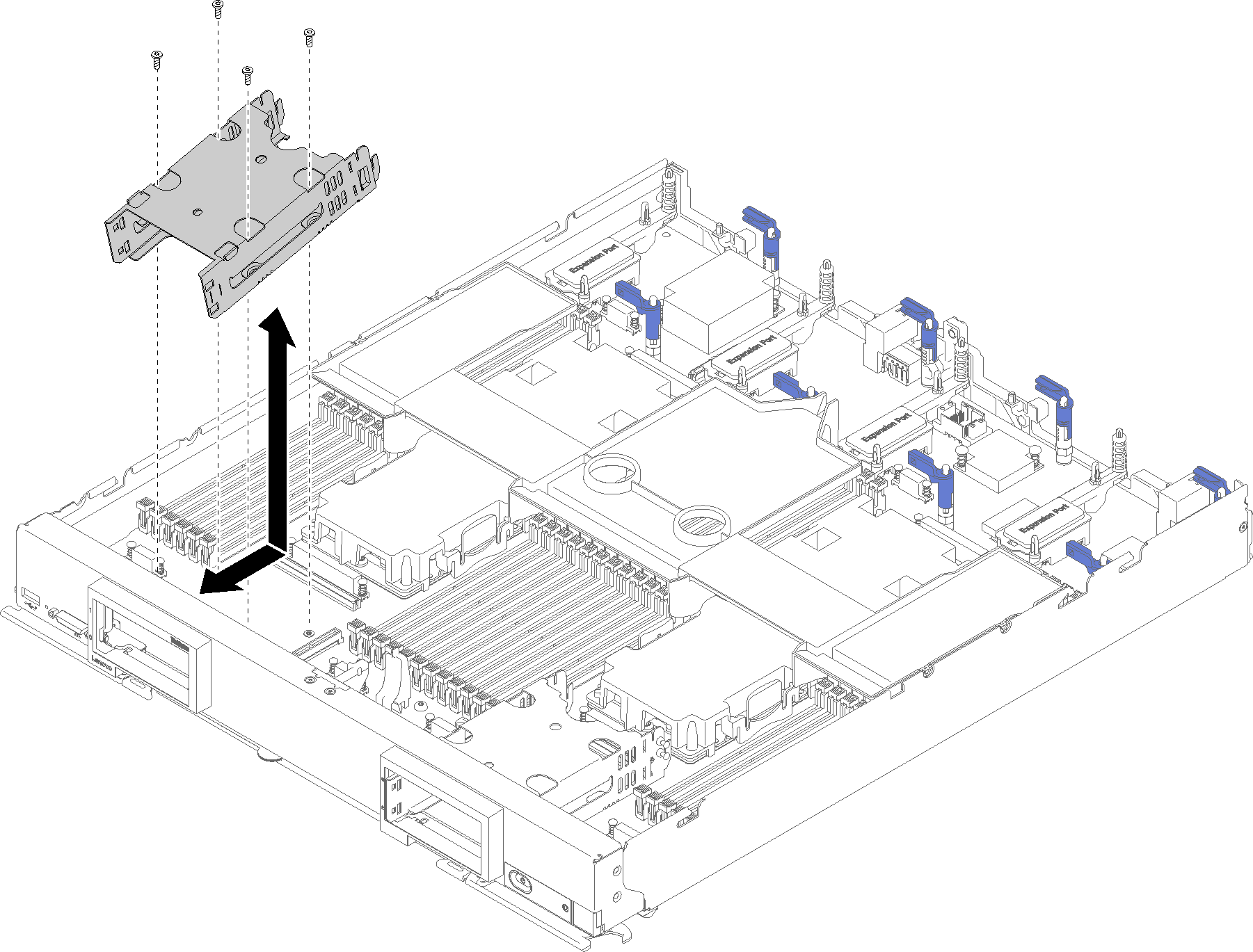 Graphic illustrating removal of a drive cage