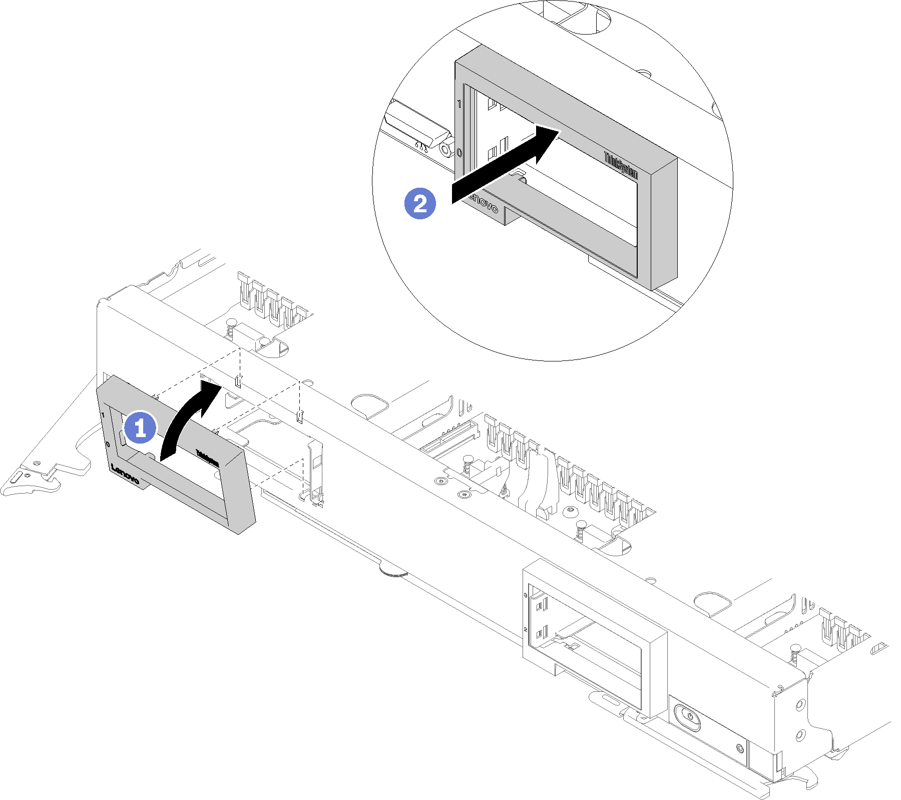 Graphic illustrating the installation of a bezel