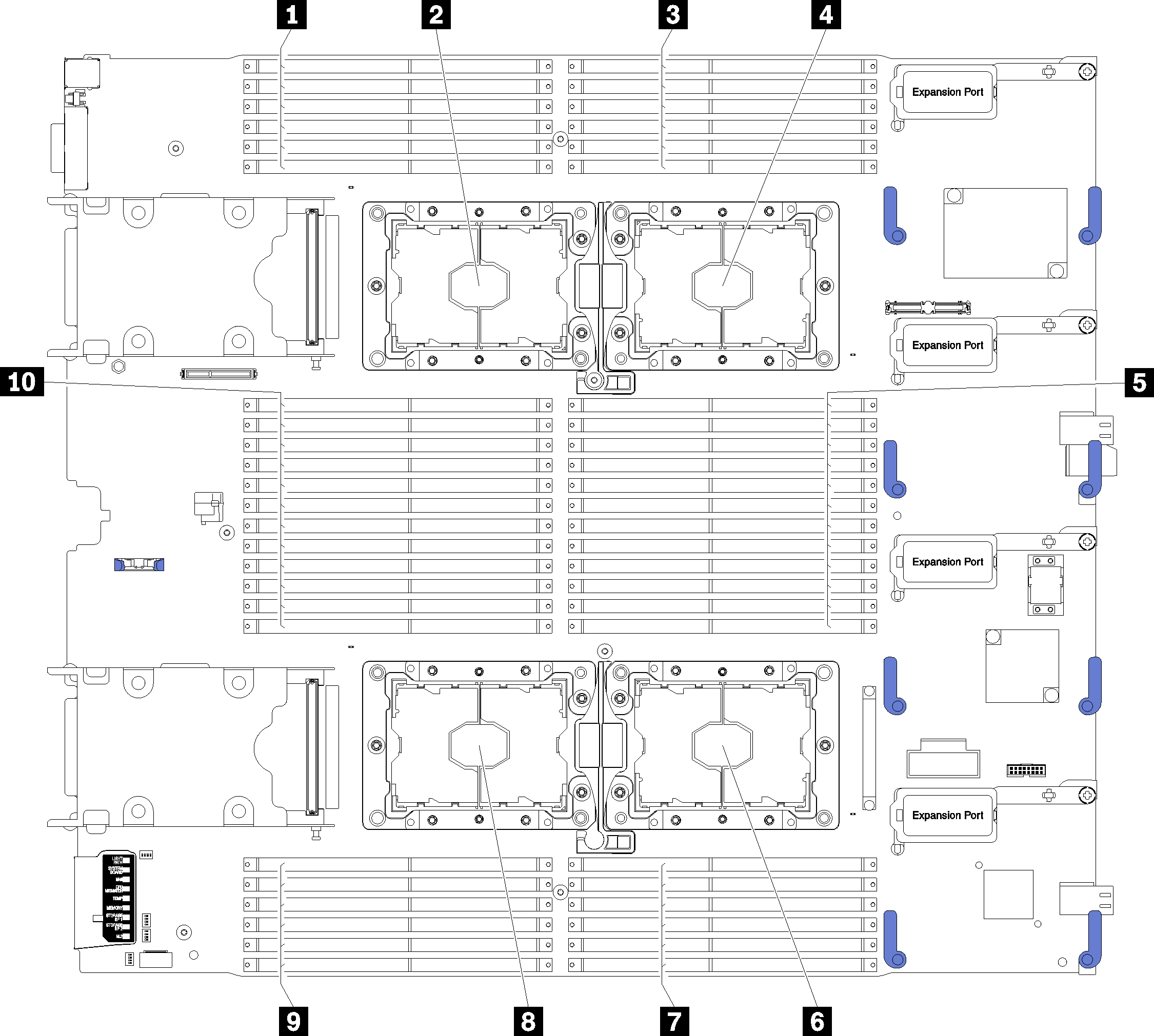 Graphic illustrating the system-board connectors