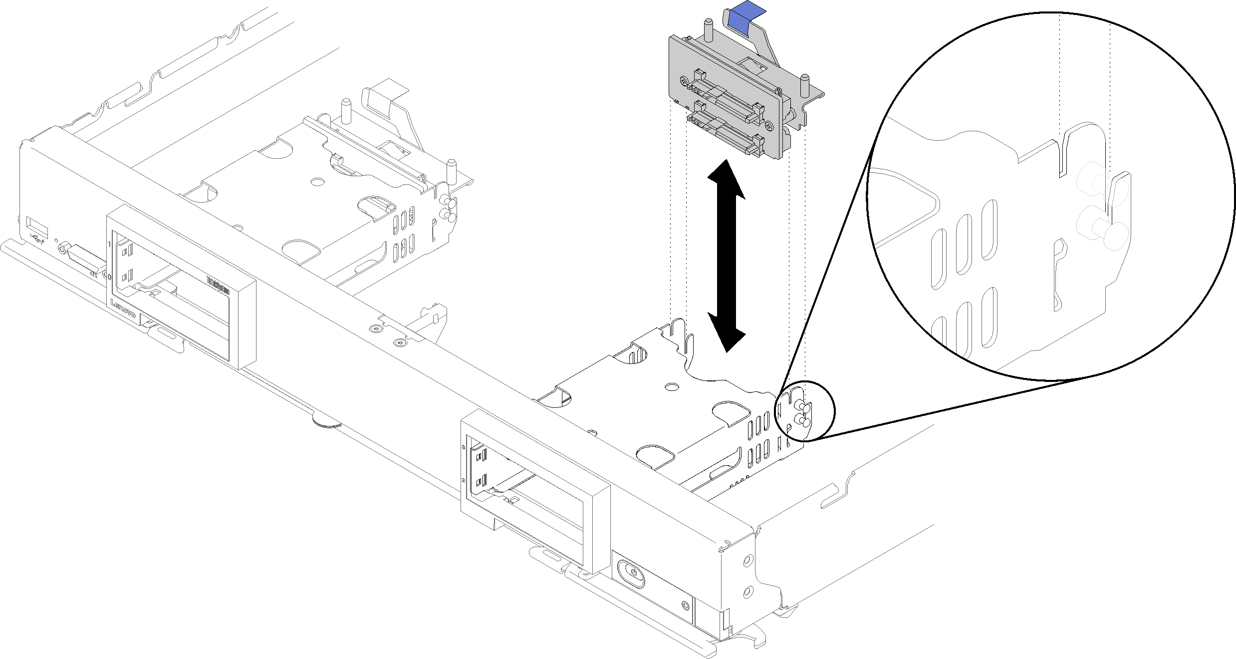 Graphic illustrating installing drive backplane