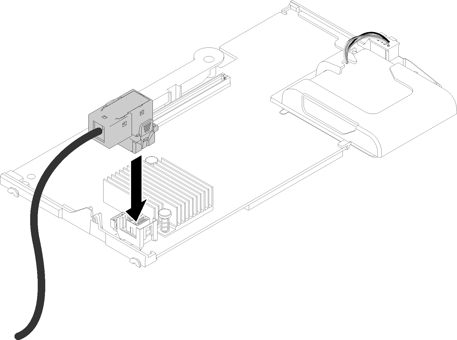 Graphic illustrating installation of RAID adapter