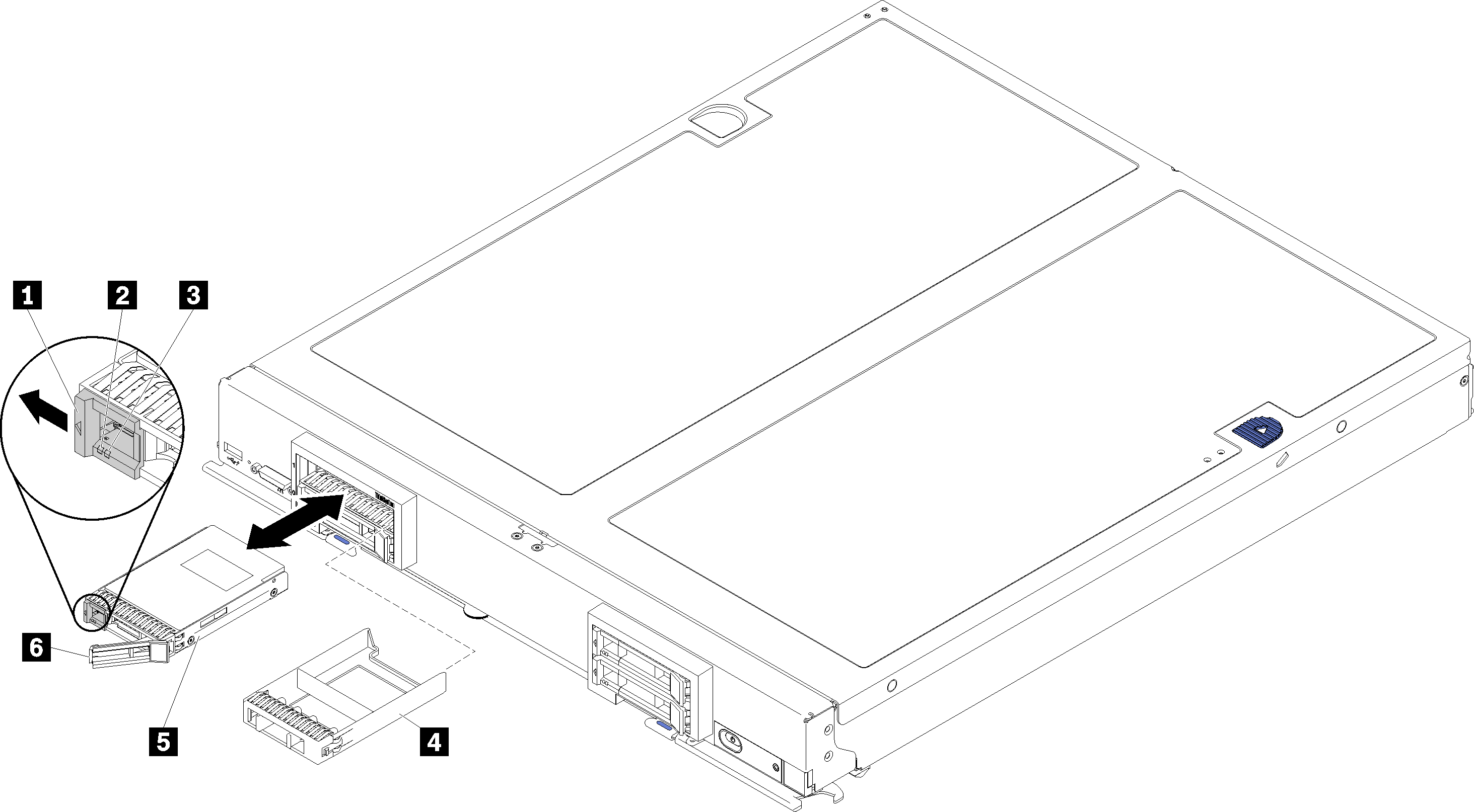 Graphic illustrating removal of a hot-swap drive