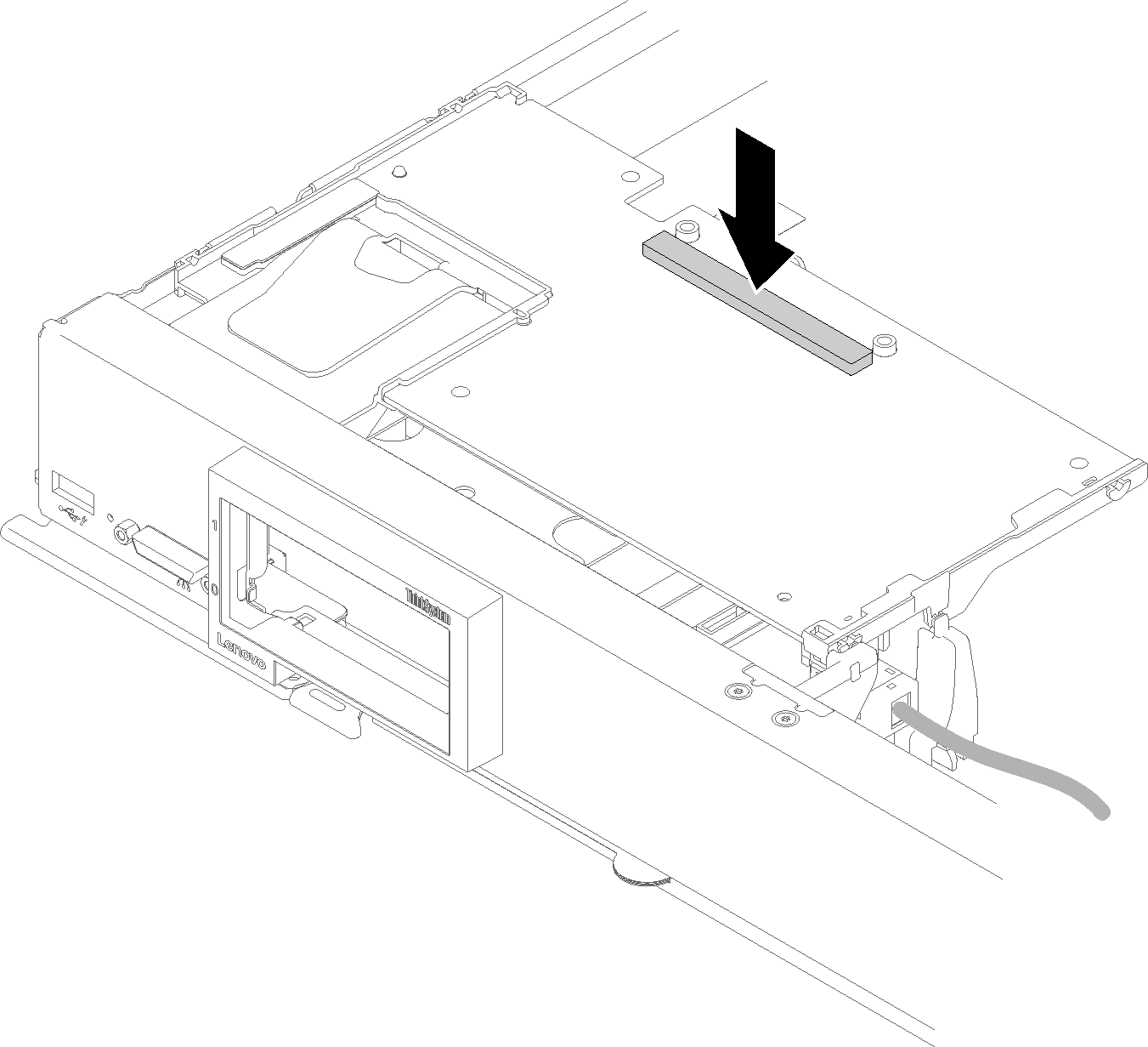 Graphic illustrating installation of RAID adapter (2)