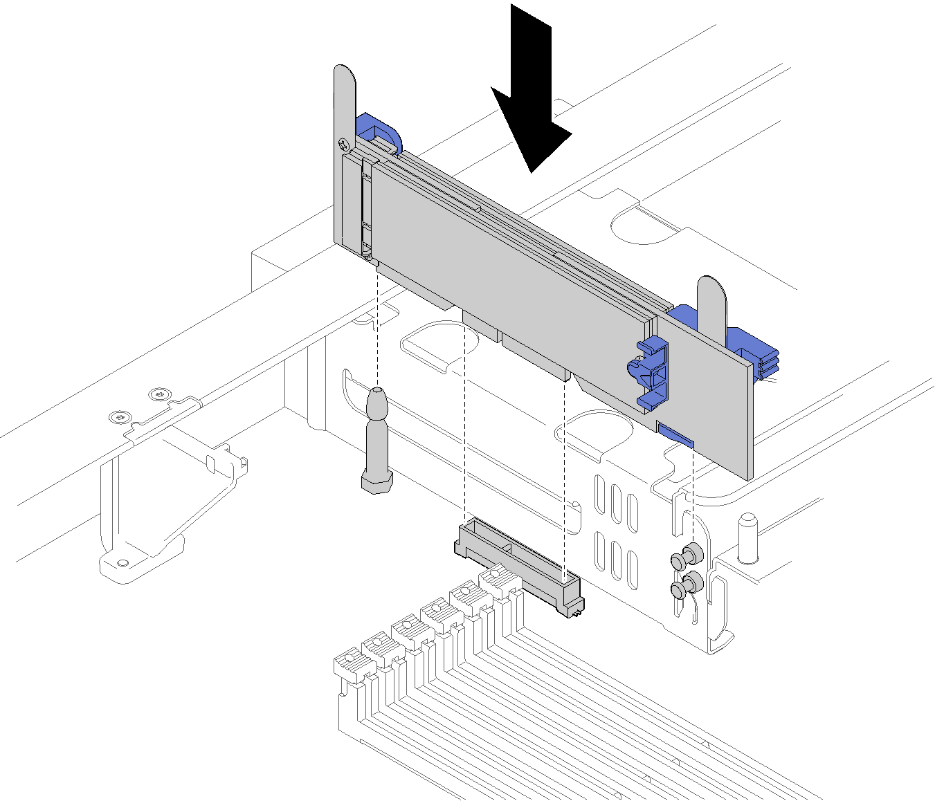 Graphic illustrating installing the M.2 backplane to system board