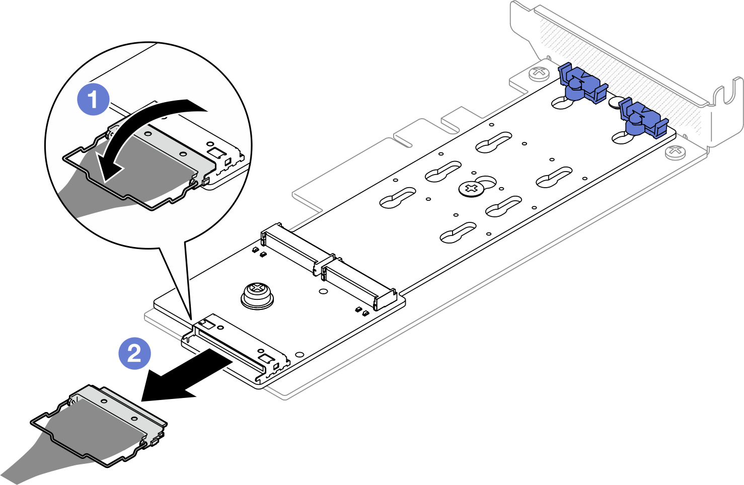 Disconnecting cable from SATA/NVMe M.2 boot adapter