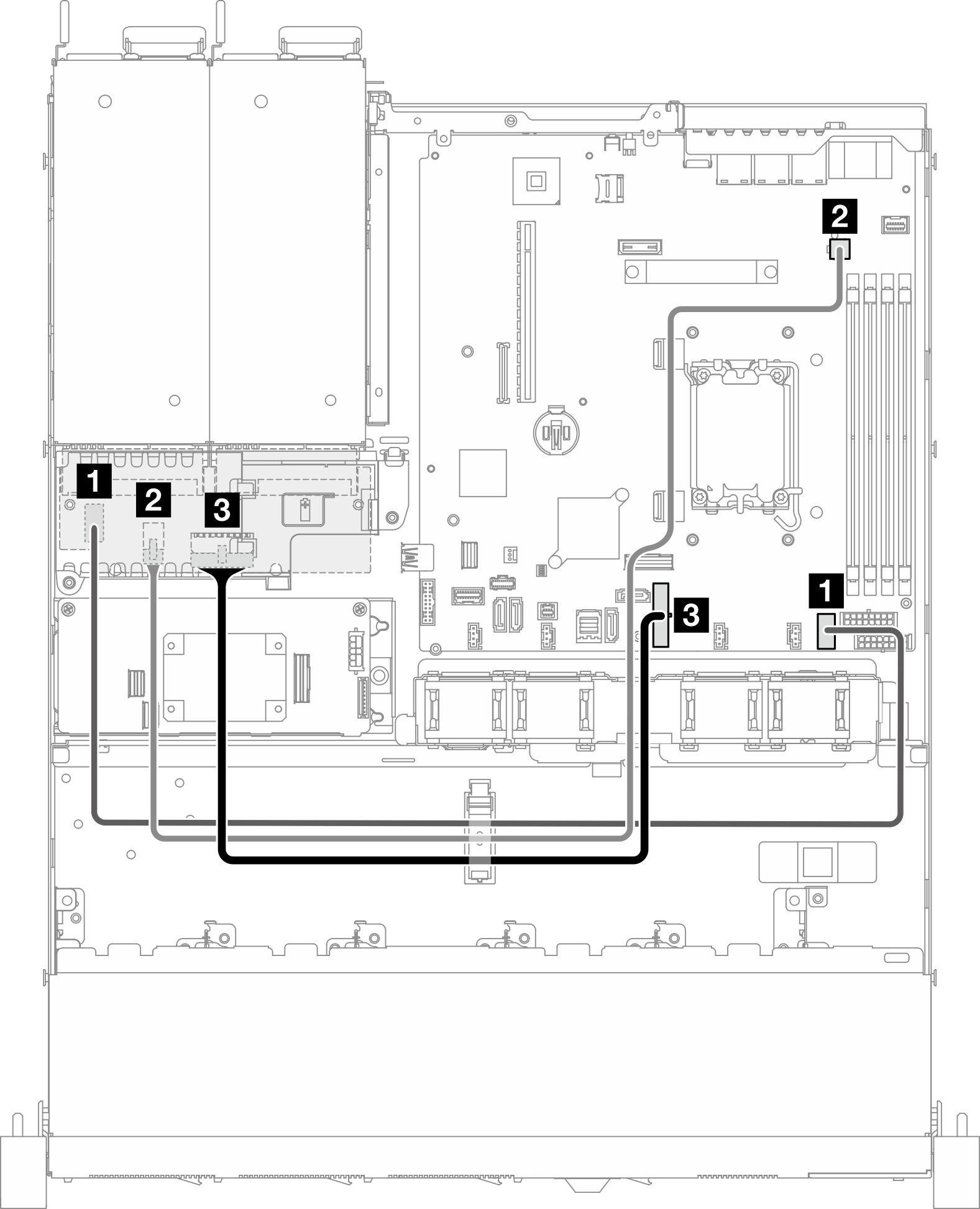 Power distribution board cable routing