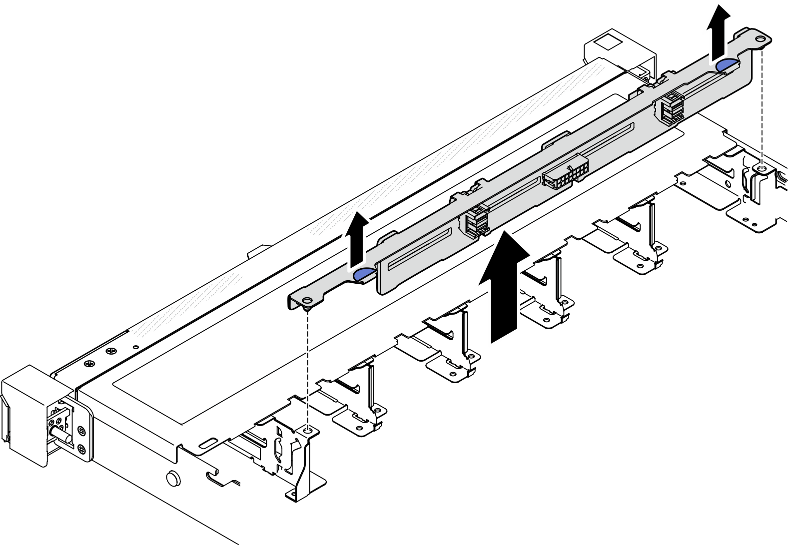 Eight 2.5-inch hot-swap drive backplane removal