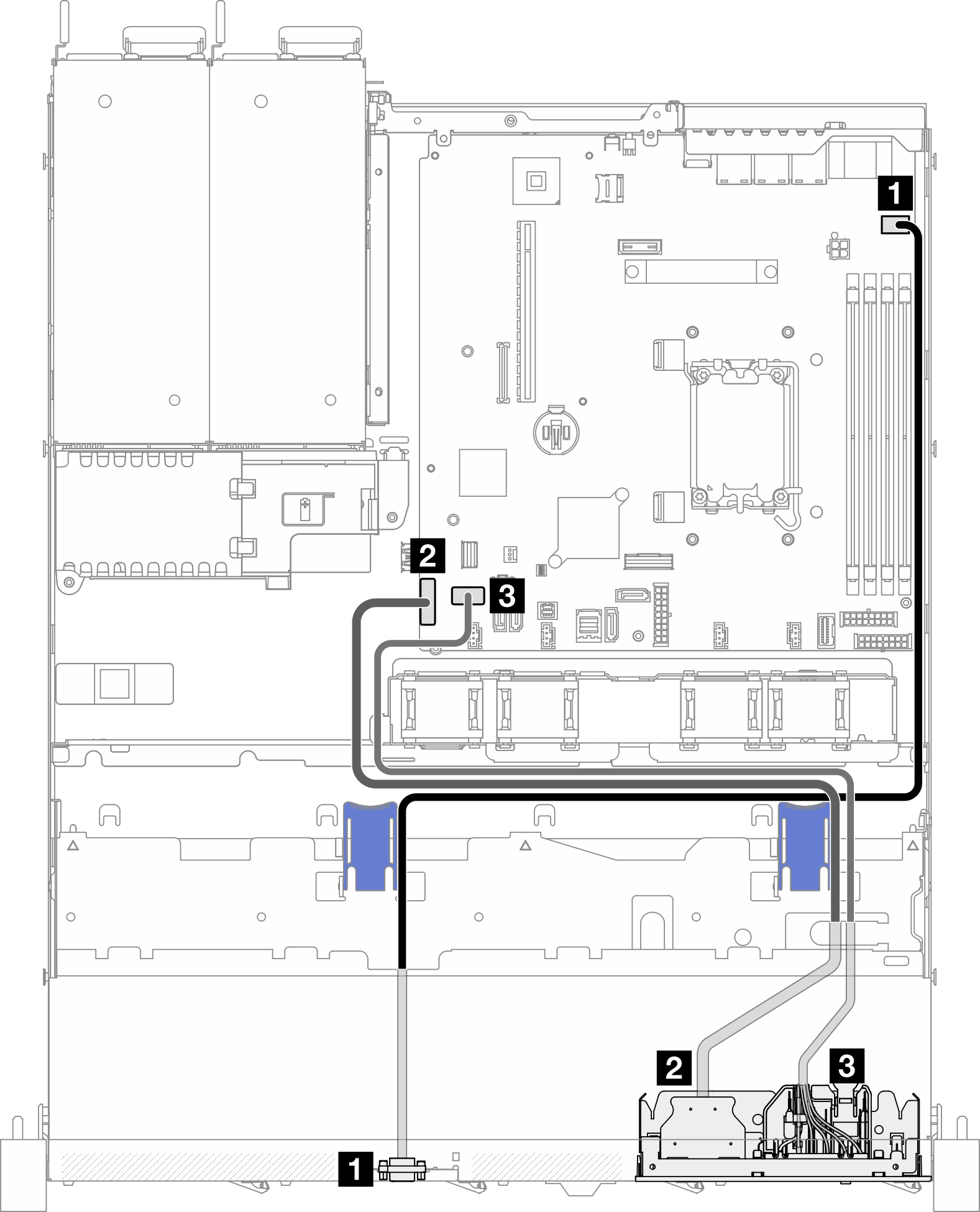 Front I/O module cable routing for 3.5-inch model