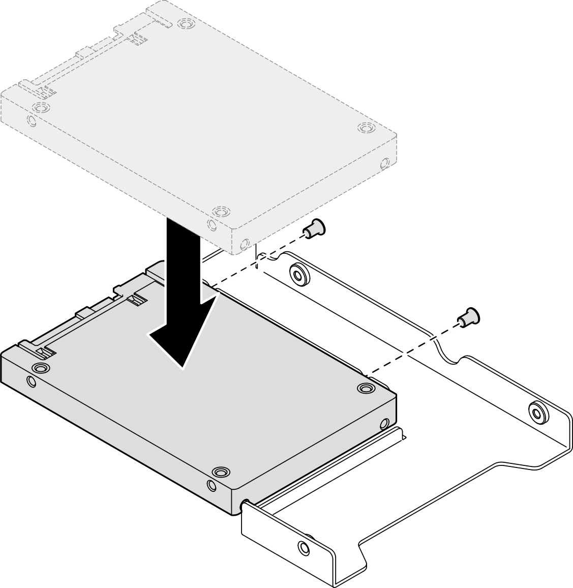 Installing 2.5-inch drive to drive adapter