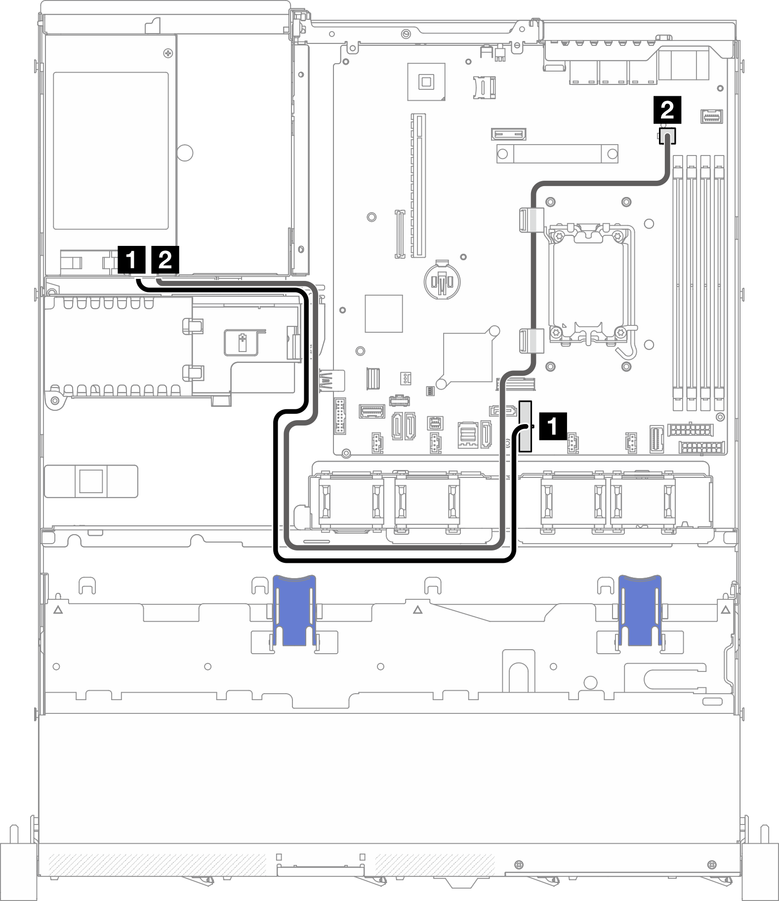 Fixed power supply unit cable routing