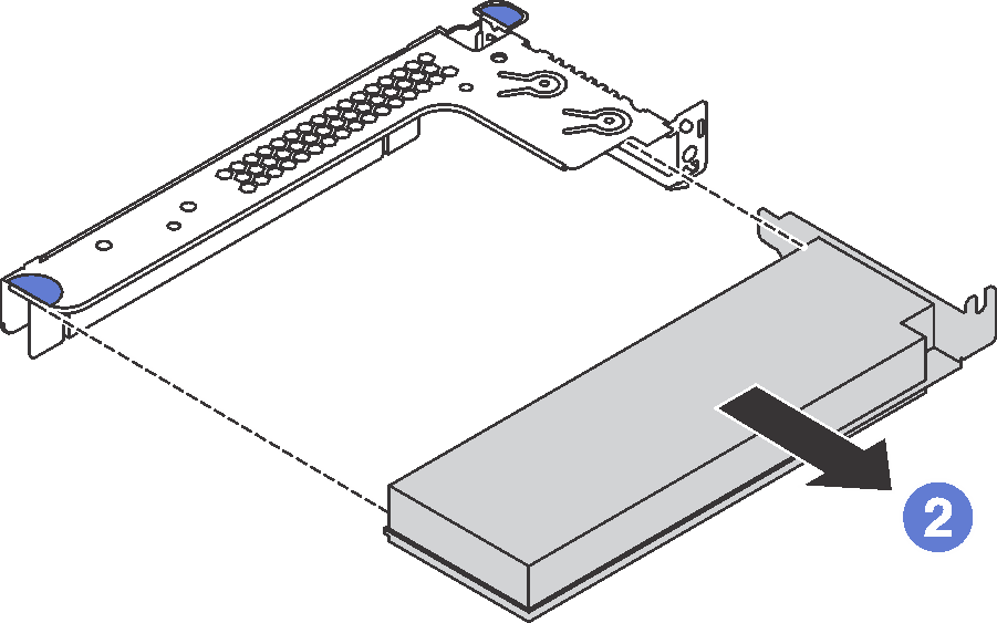 Remove the PCIe adapter from riser 2 assembly with one LP slot