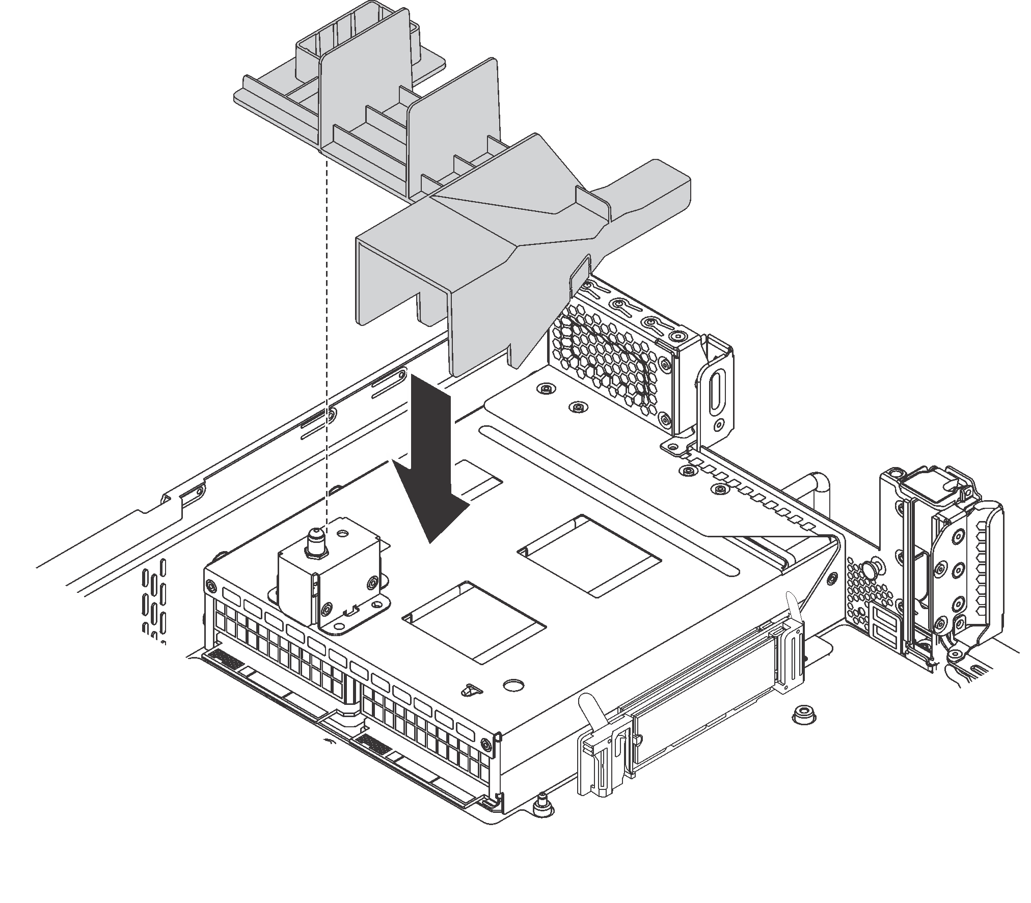 Install the M.2 drive air baffle.