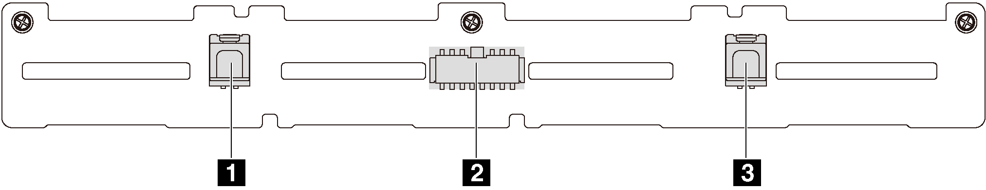 Connectors on the backplane for eight 2.5-inch hot-swap drives