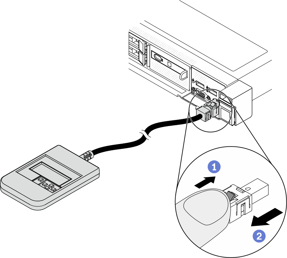 Unplugging the external LCD diagnostics handset