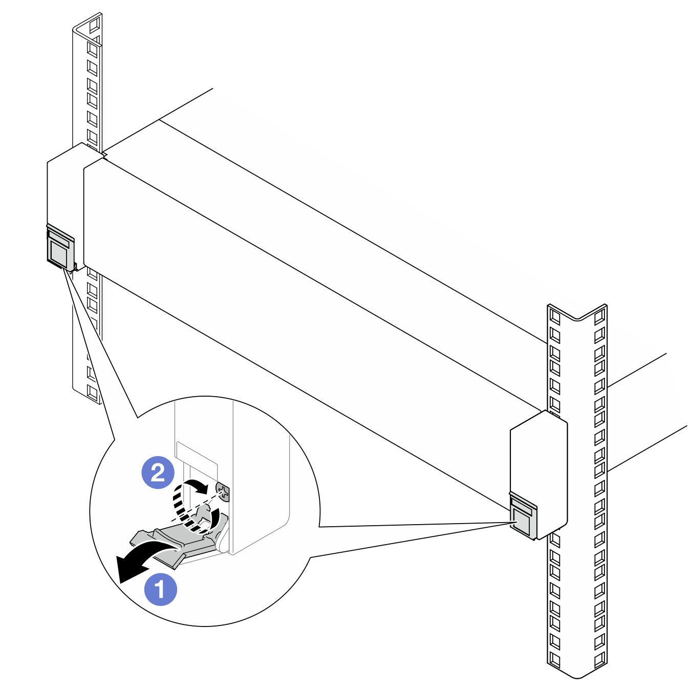 Securing the server to the front of the rack