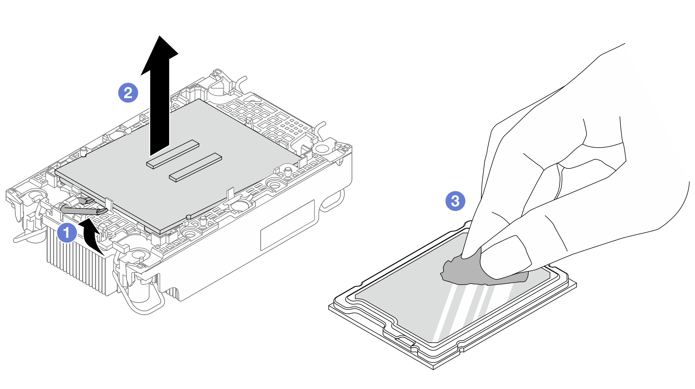 Separating a processor from the heat sink and carrier