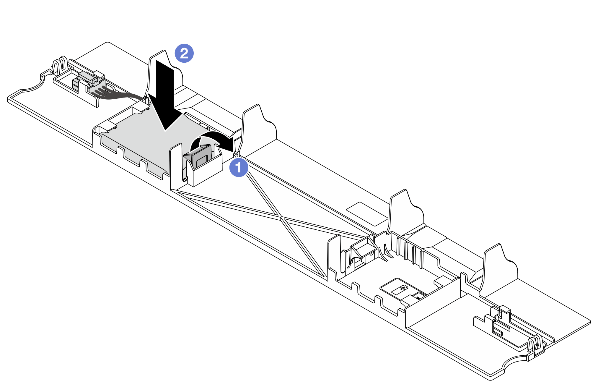 Installation of the RAID flash power module on the air baffle