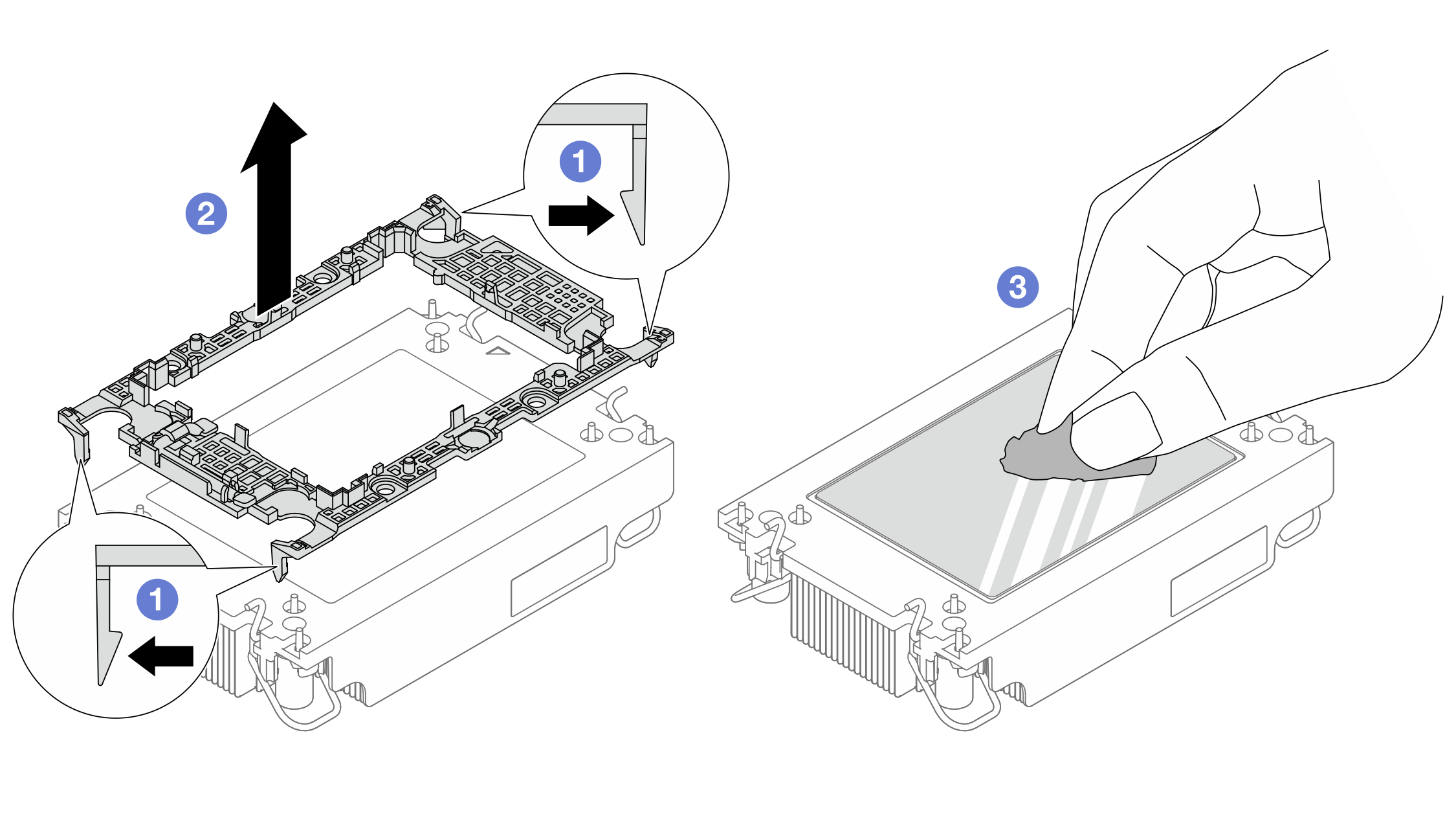 Separating a processor carrier the from heat sink