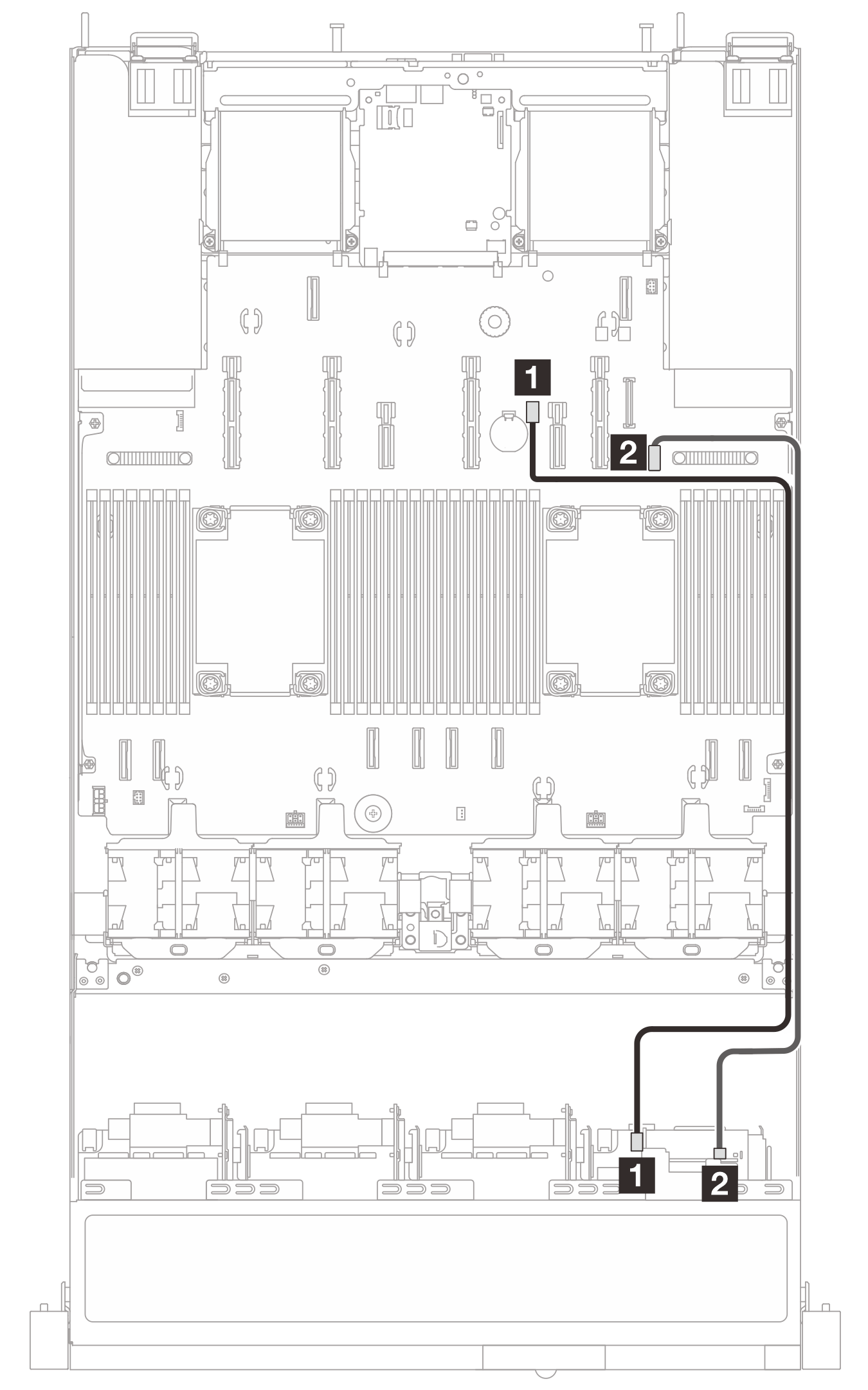 Cable routing for M.2 drives