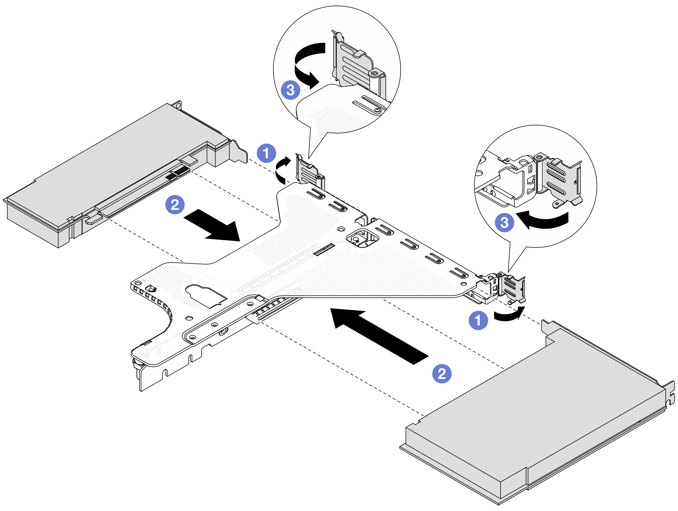 Installing PCIe adapters into the LP-FH riser assembly