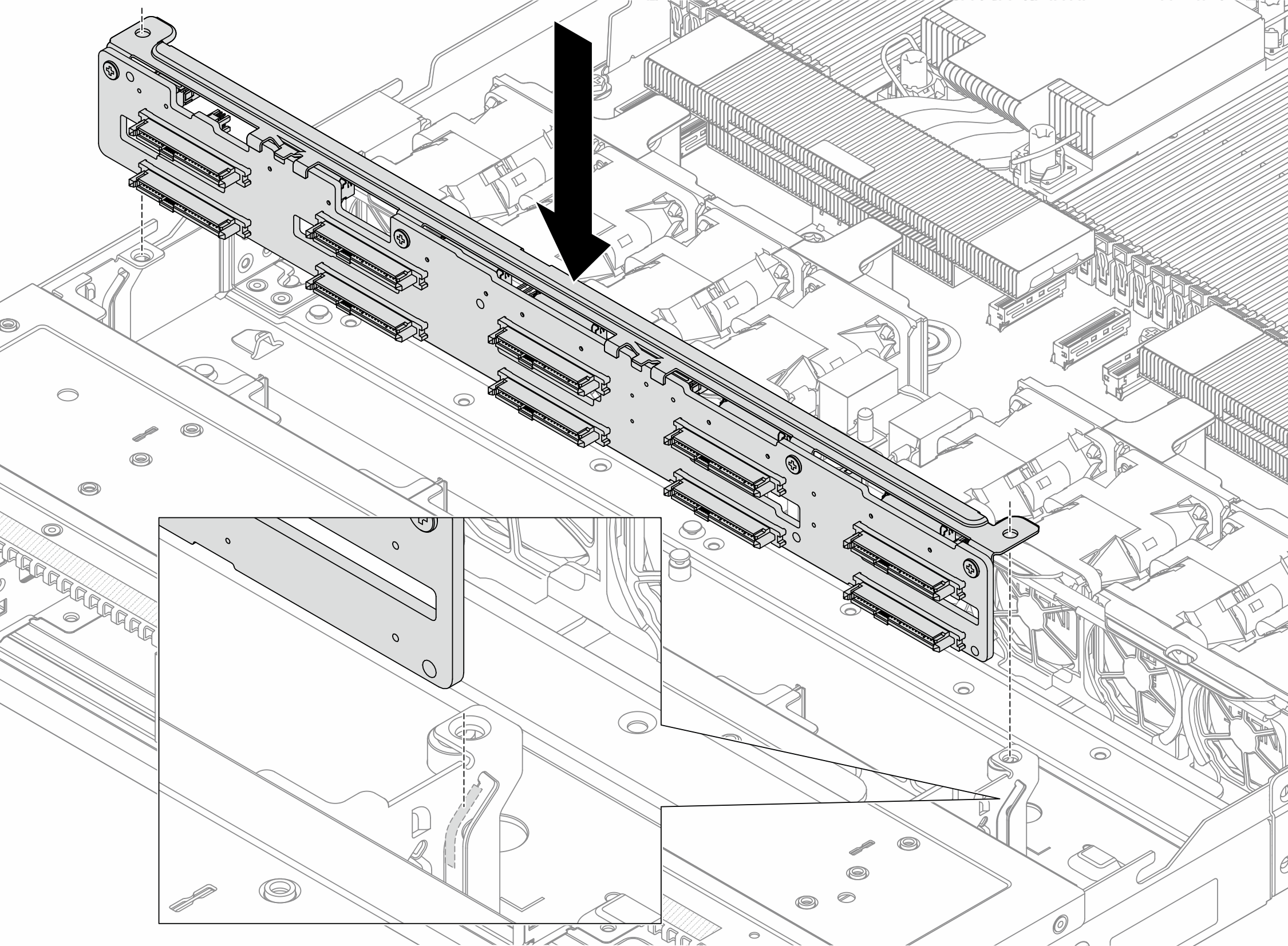 Installation of backplane for ten 2.5-inch hot-swap drives