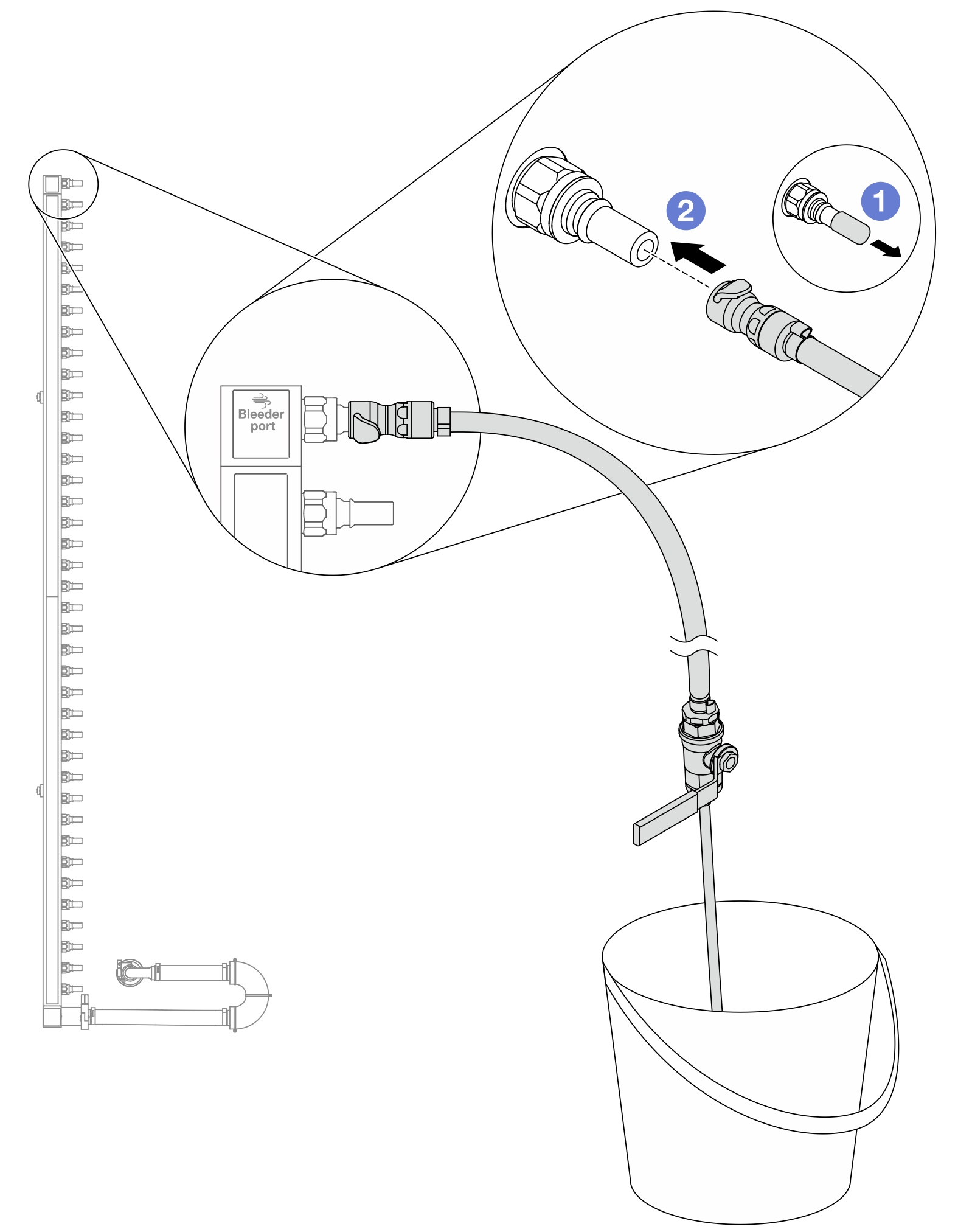 Installing the bleeder kit on the supply side