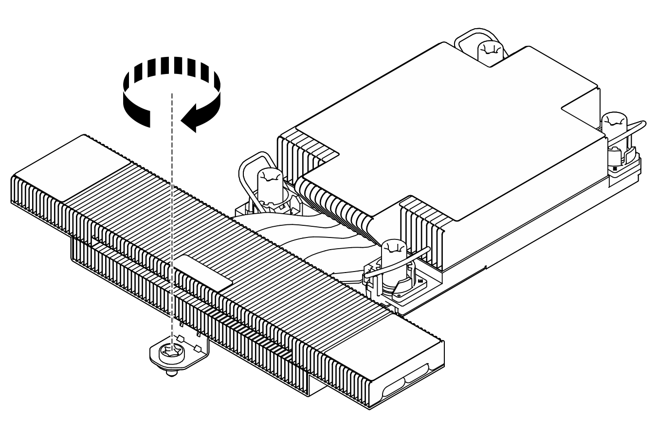 Tightening T-shaped heat sink screws