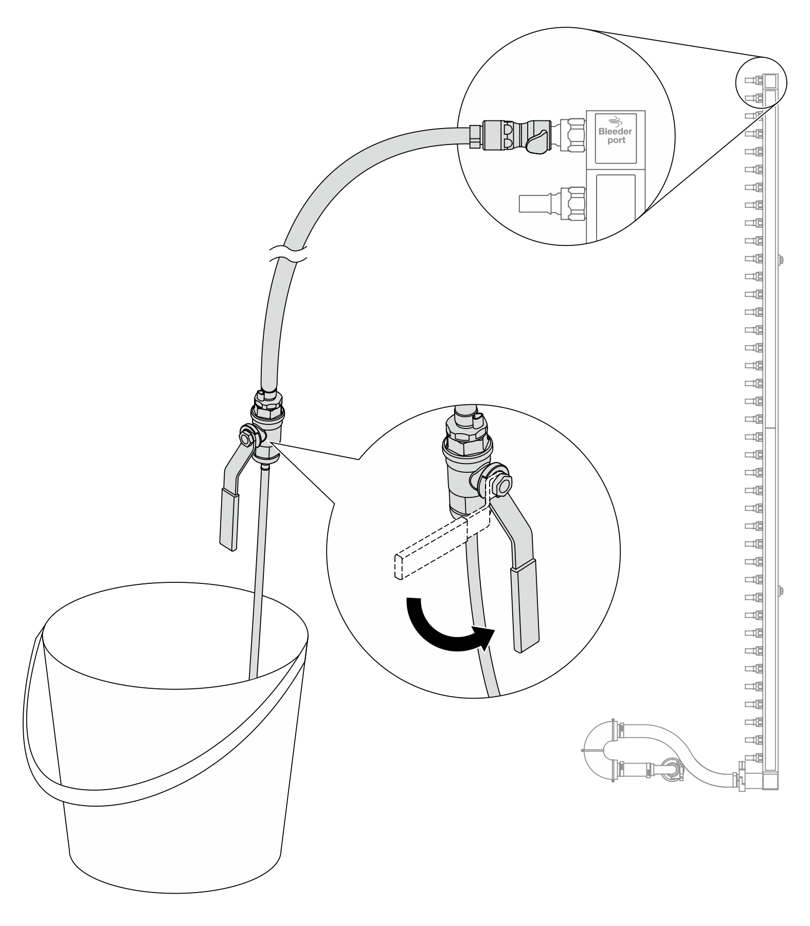 Opening the bleeder valve