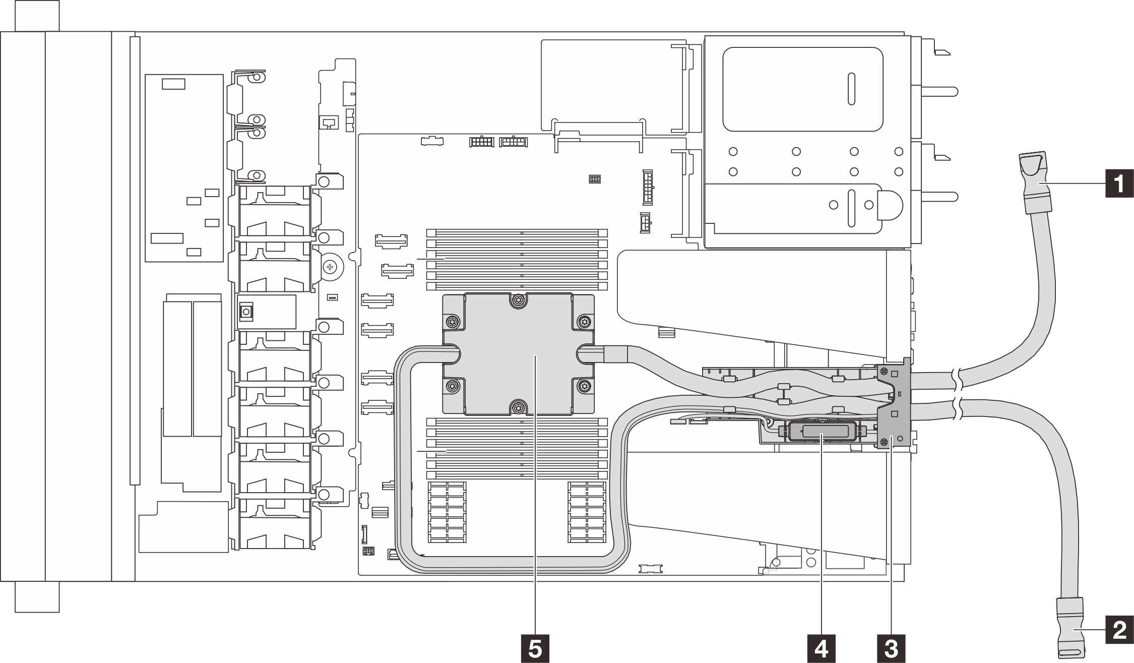 Top view of the direct water cooling module