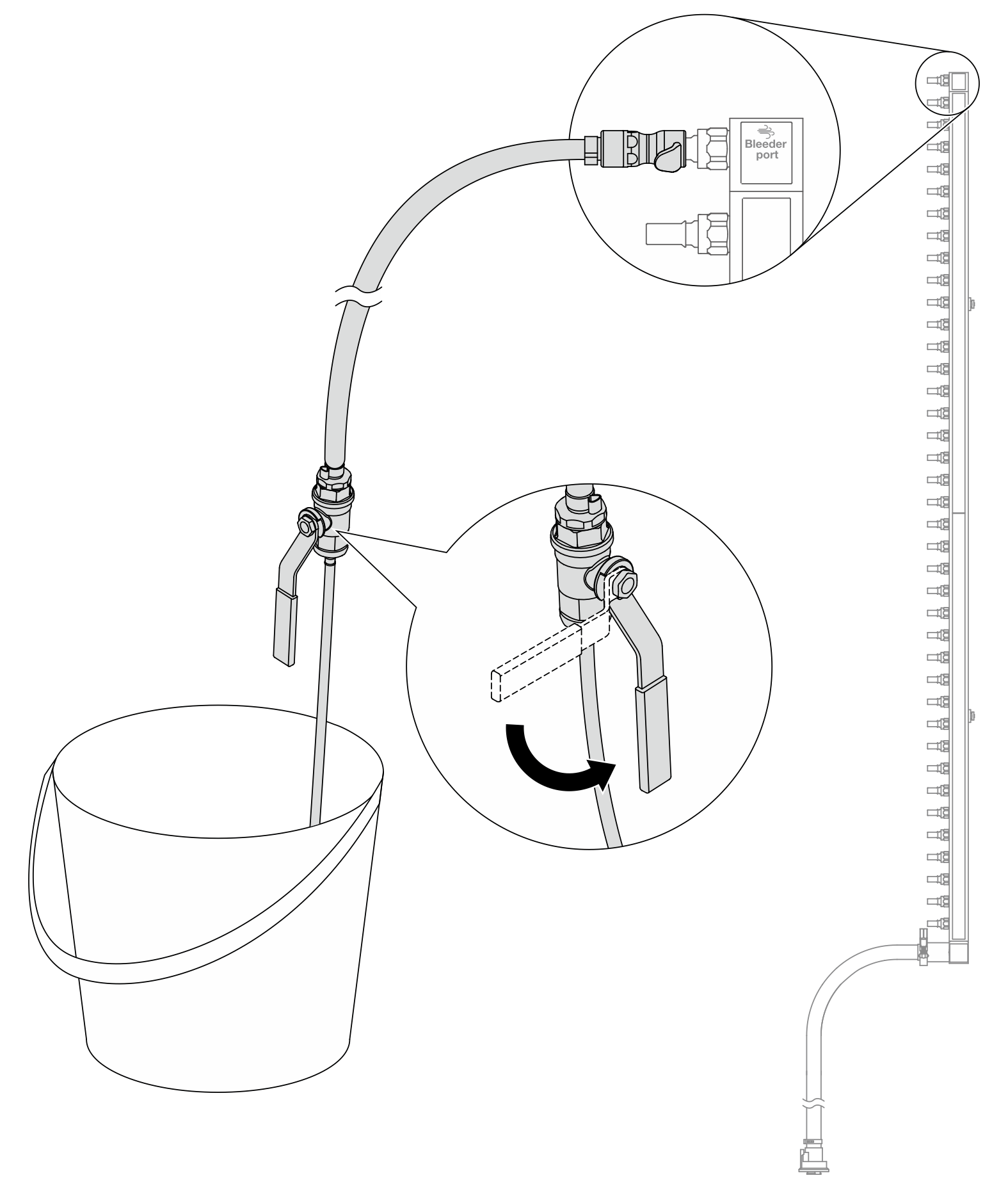 Opening the bleeder valve