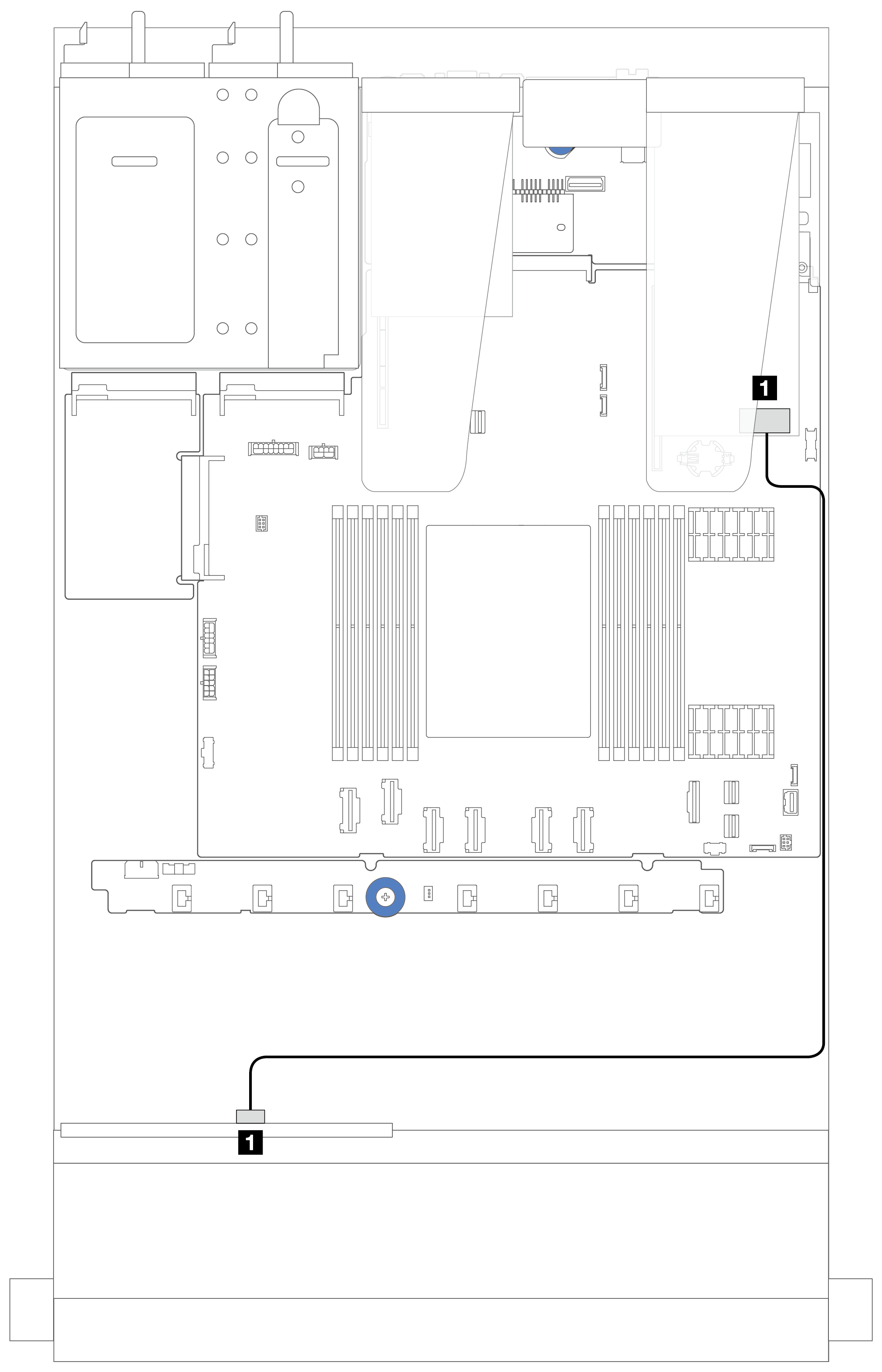 Cable routing for 4 x 2.5-inch front AnyBay drive bays with an 8i SFF RAID adapter