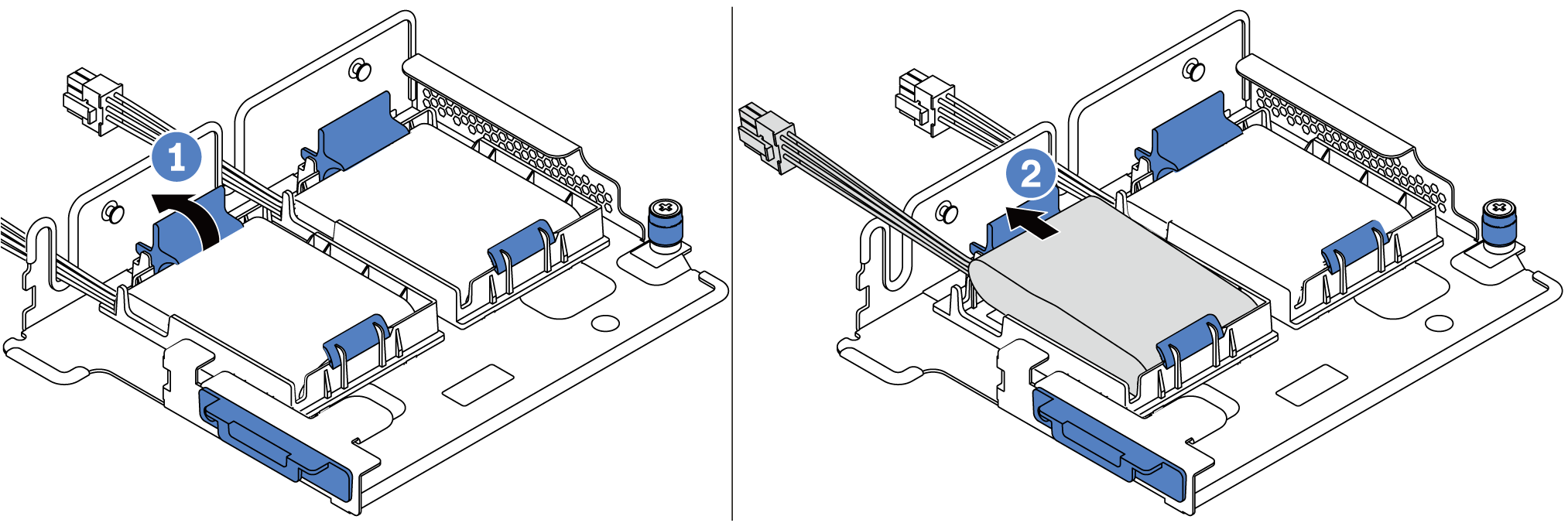 Remove a super capacitor module from the M.2/riser support bracket.