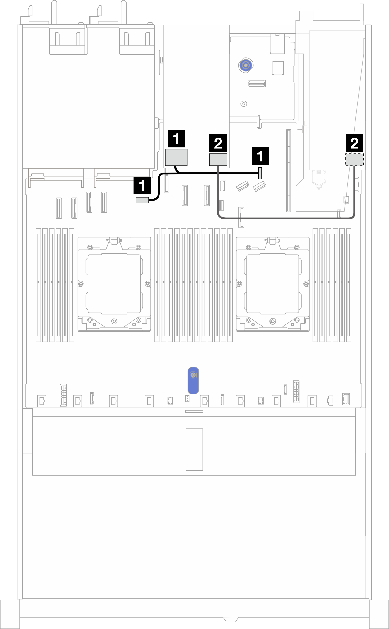 Cable routing for 7mm SATA/NVMe drives and an 8i SFF RAID card (Gen 3 or Gen 4)