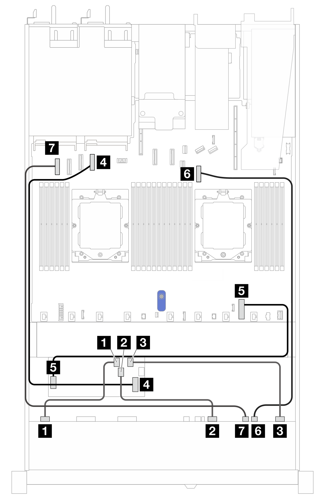 Cable routing for 10 AnyBay drives with a 16i SFF RAID adapter