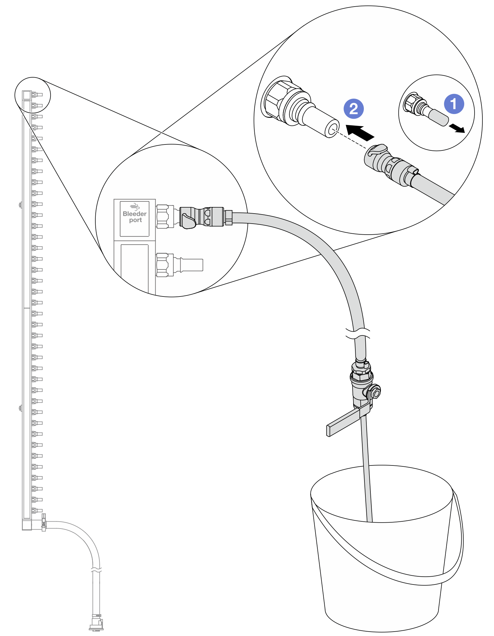 Installing the bleeder kit on the supply side