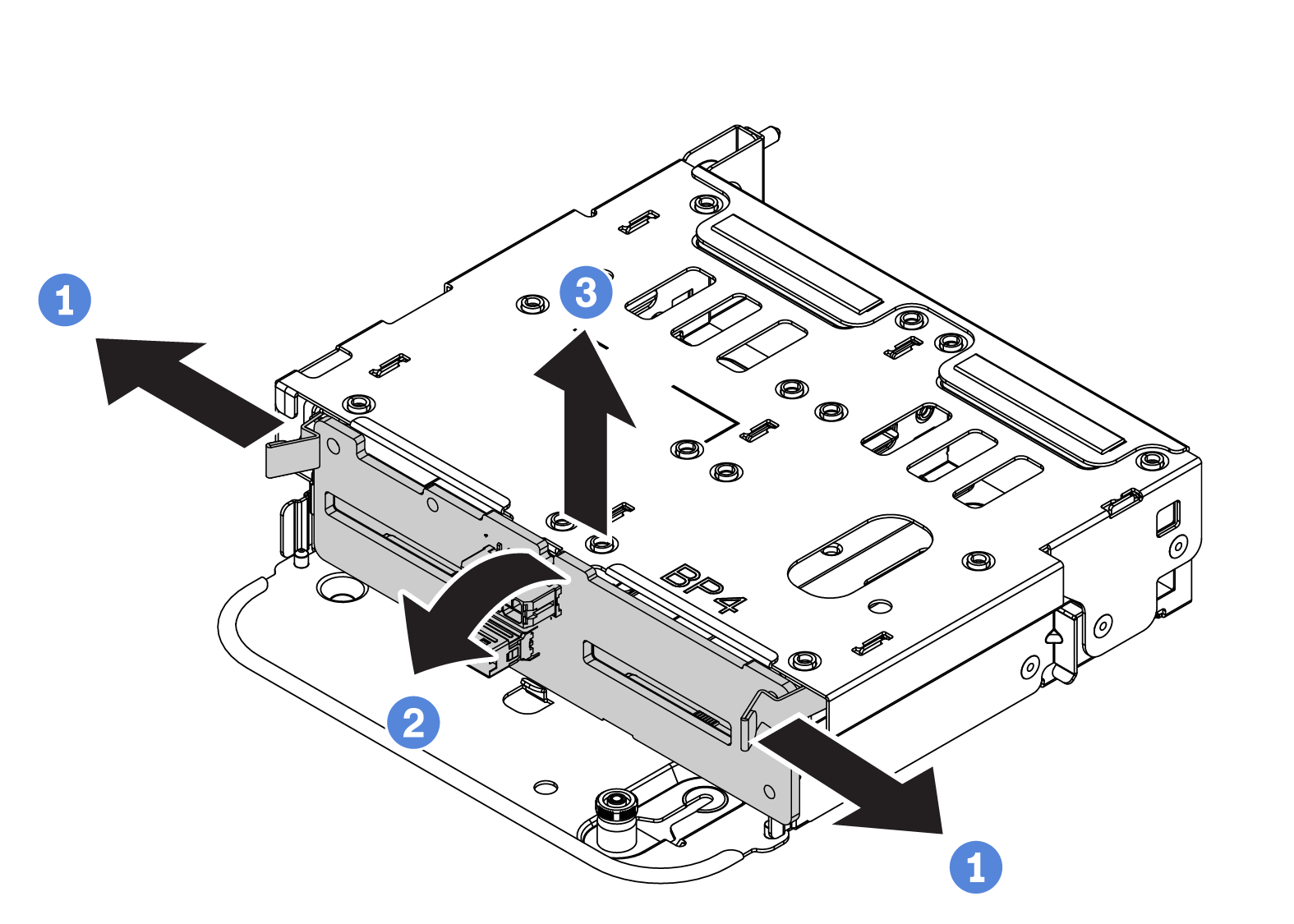 Removing the rear 4 x 2.5-inch drive backplane