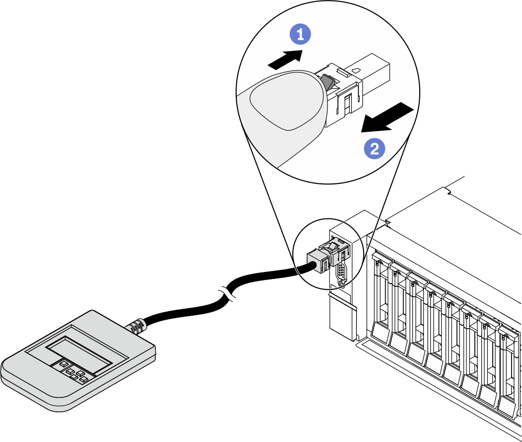 Unplugging the external LCD diagnostics handset