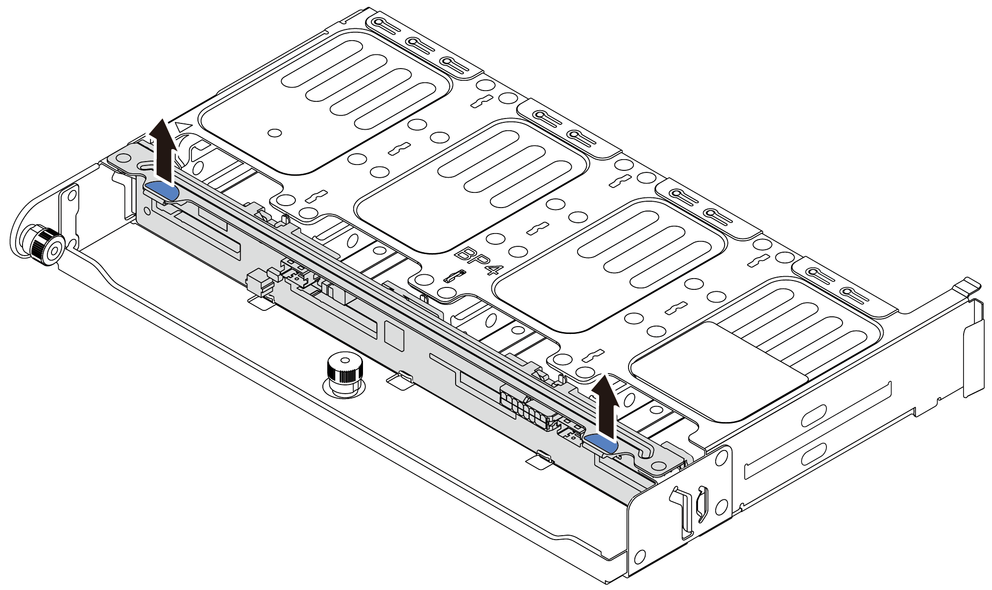 Removing the rear 8 x 2.5-inch drive backplane