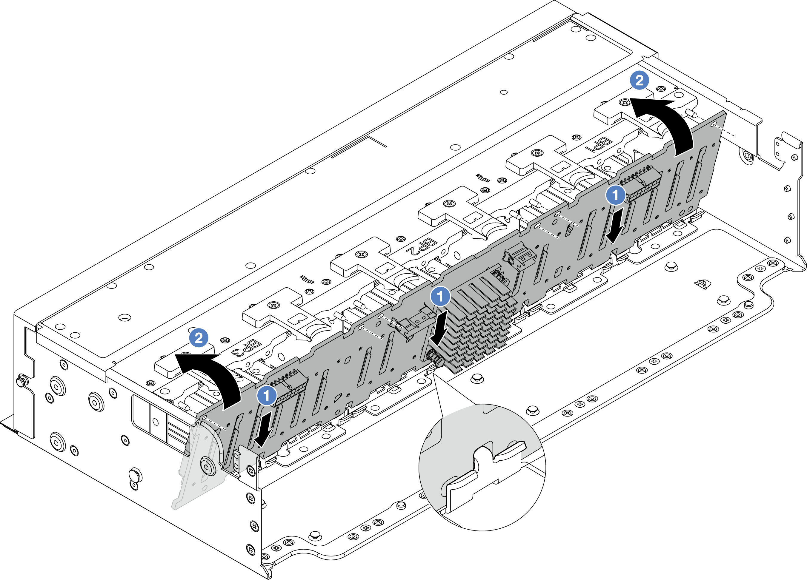Installing the 24-bay drive backplane with expander