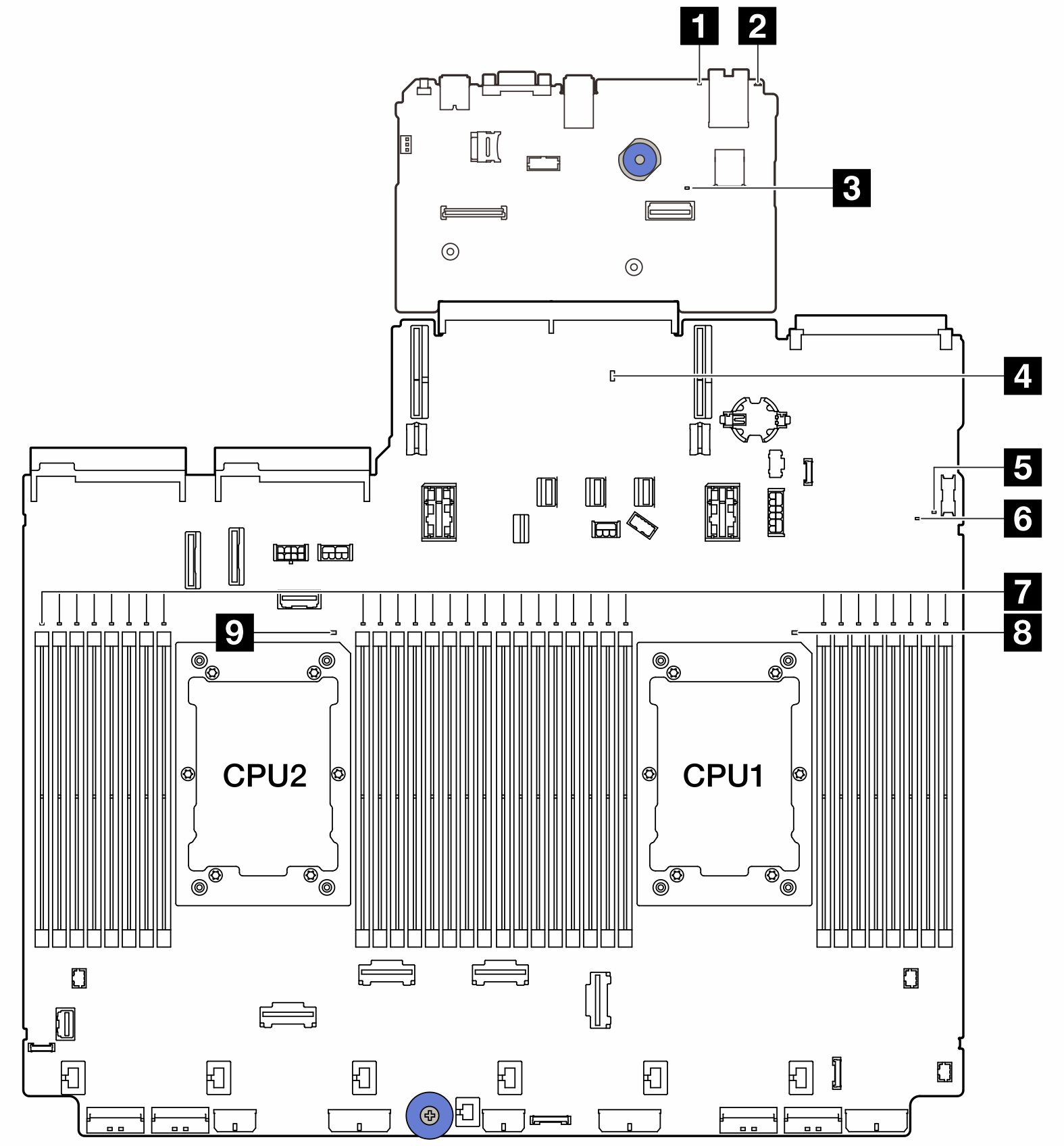 System-board-assembly LEDs