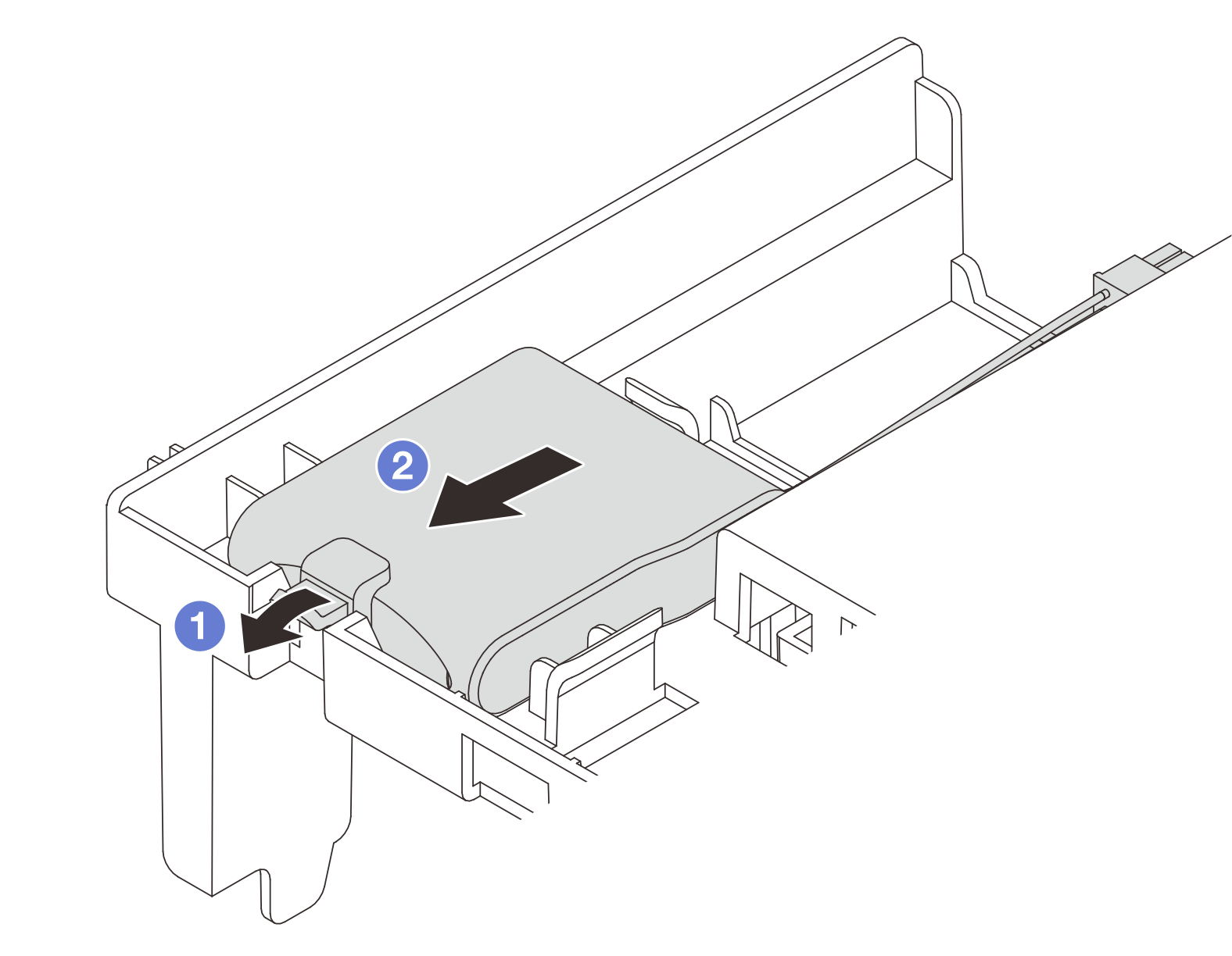 Remove a RAID flash power module from the air baffle