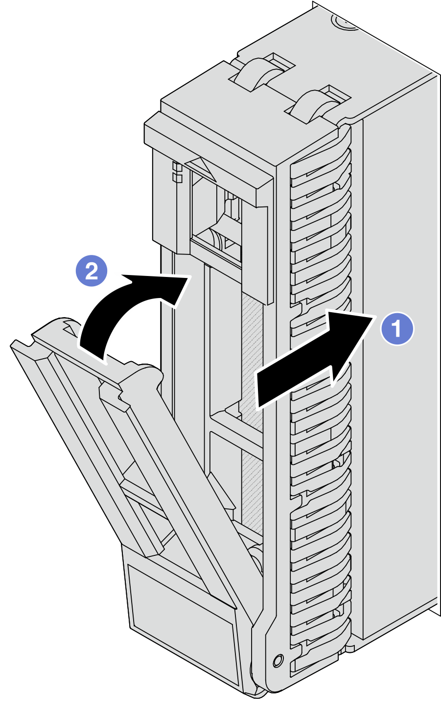 Opening the drive tray handle