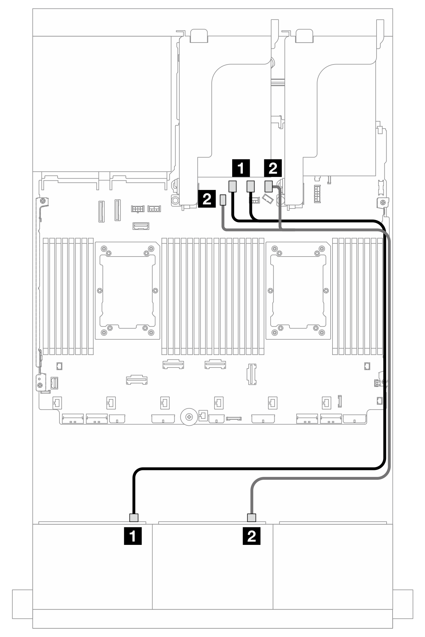 SAS/SATA cable routing to onboard connectors