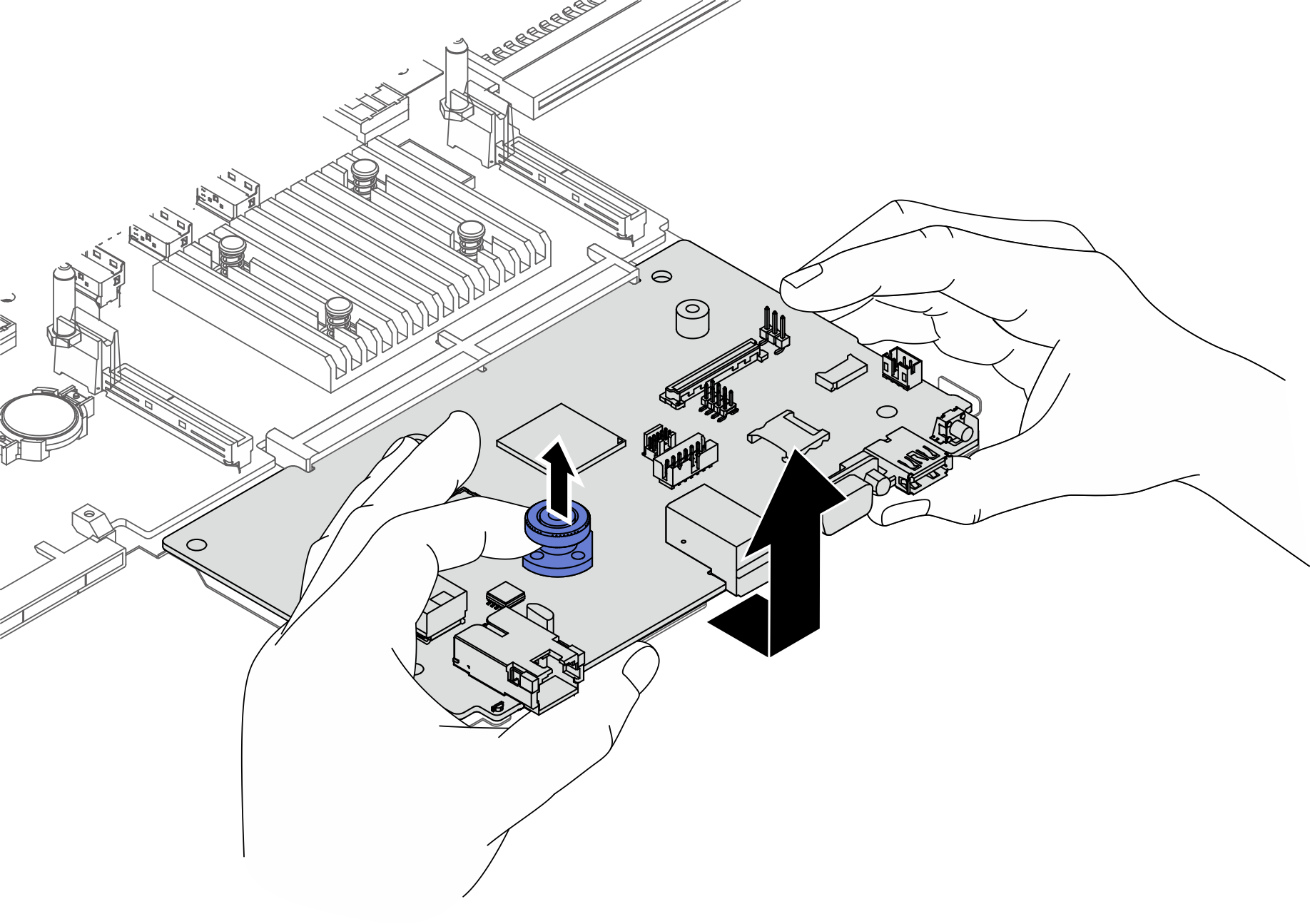 Separating the system I/O board from the processor board