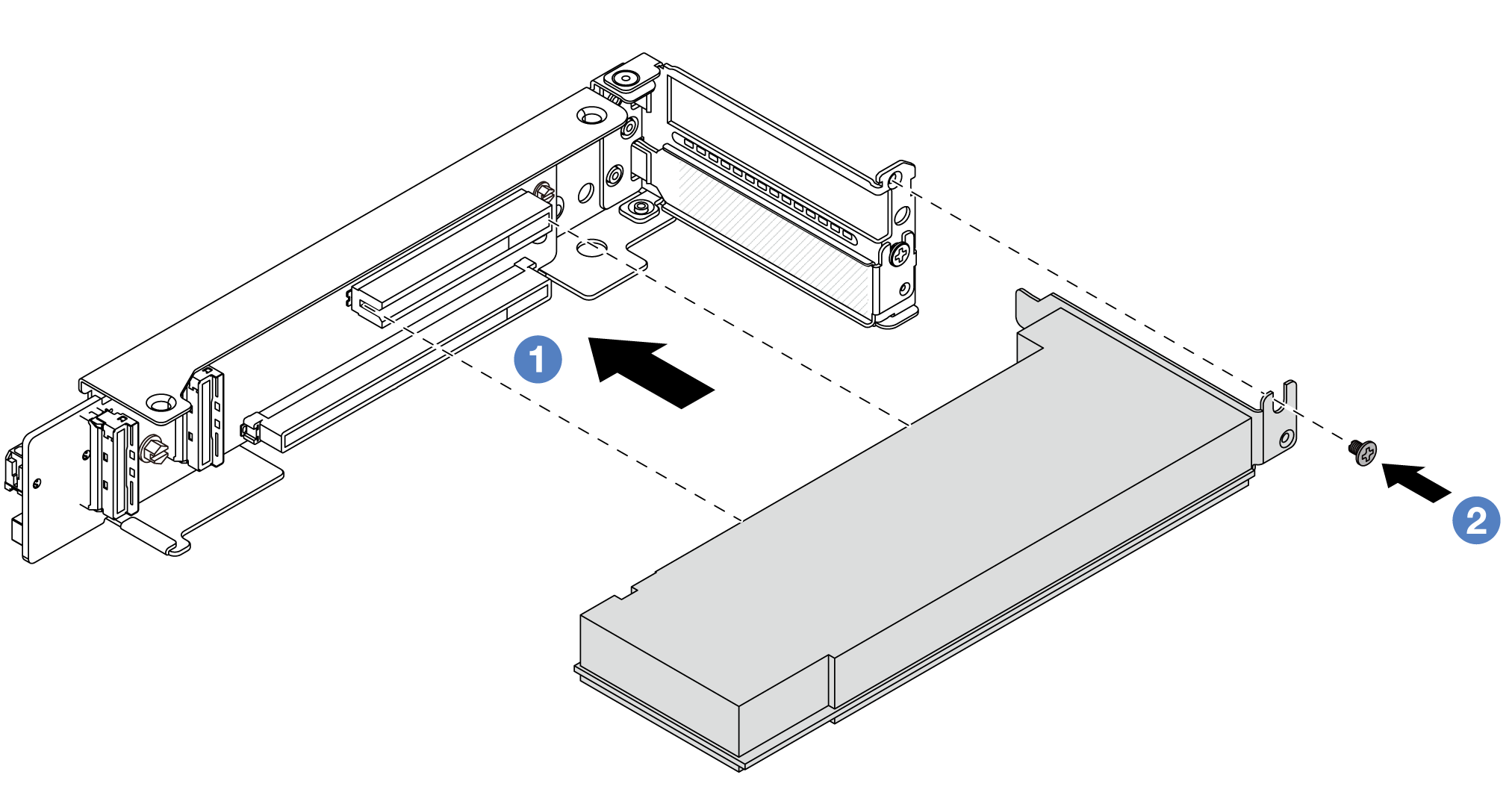 Installing a PCIe adapter to the 4LP riser 3/4 cage