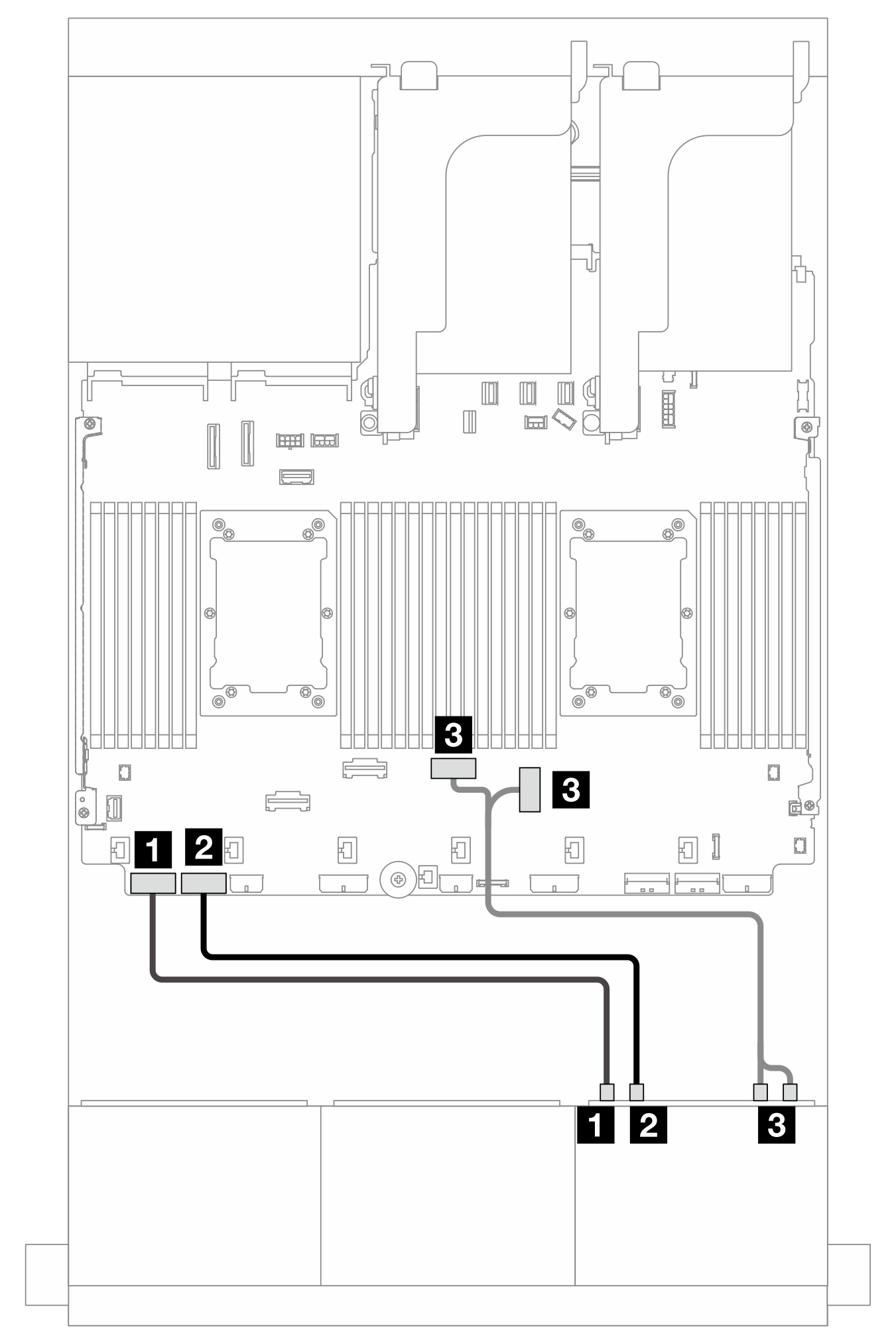 Cable routing when two processors installed
