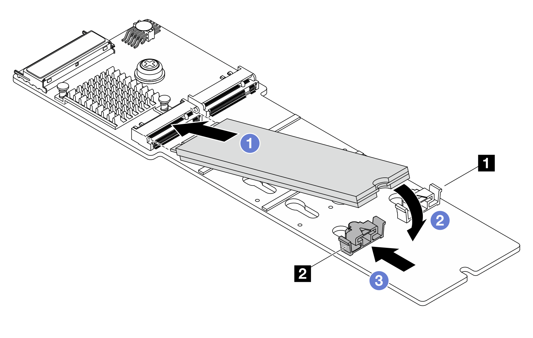 Installing the M.2 drive on the M.2 backplane
