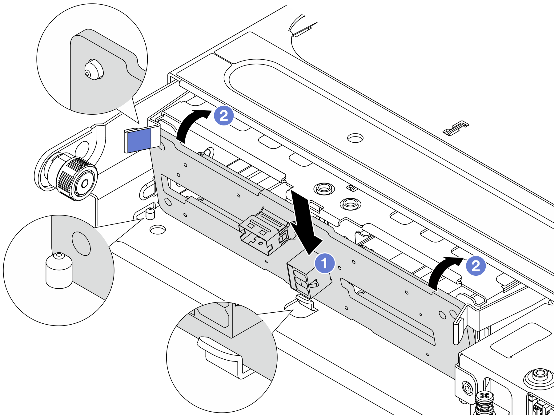 Installing the 2.5-inch middle drive backplane