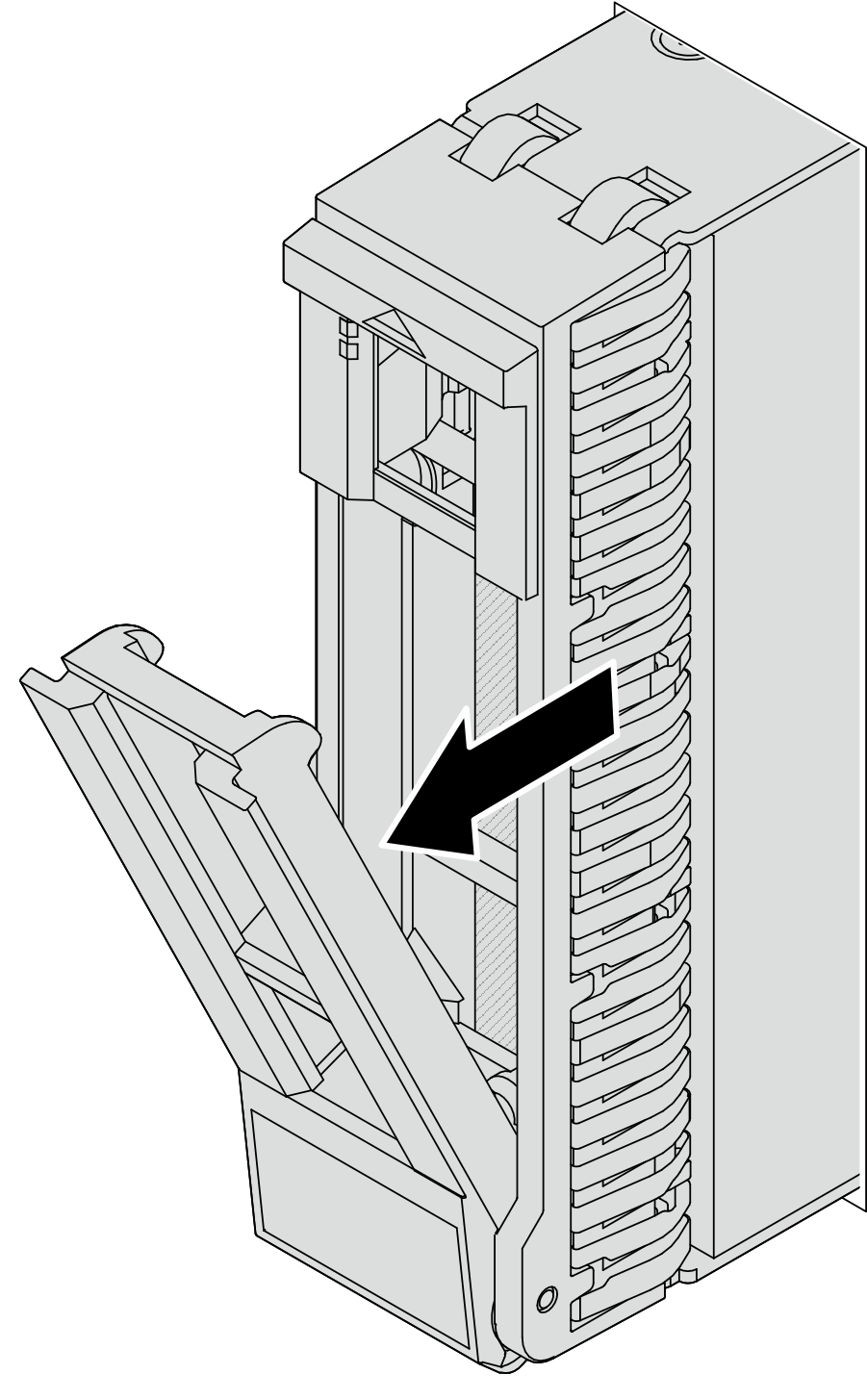 Opening the drive tray handle