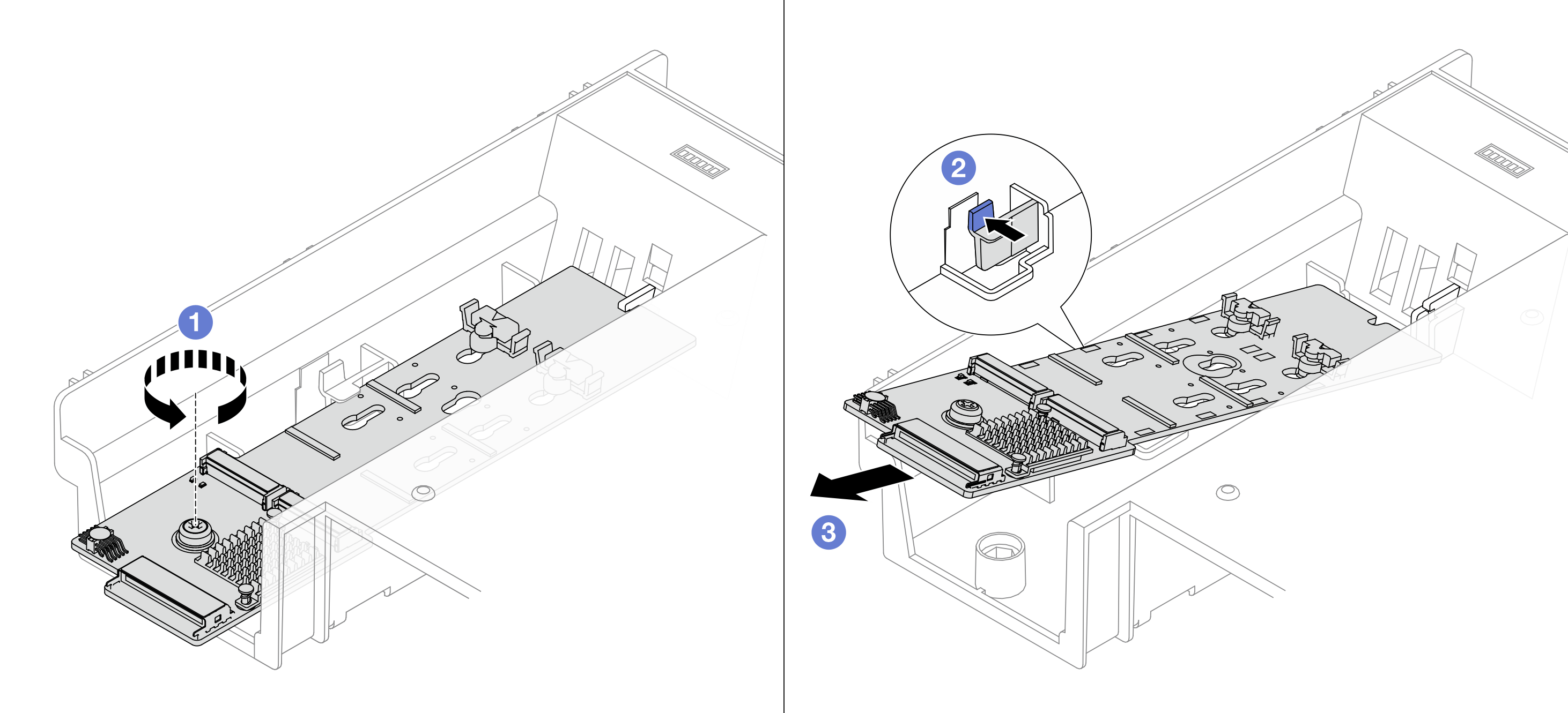 Removing the M.2 backplane from the air baffle